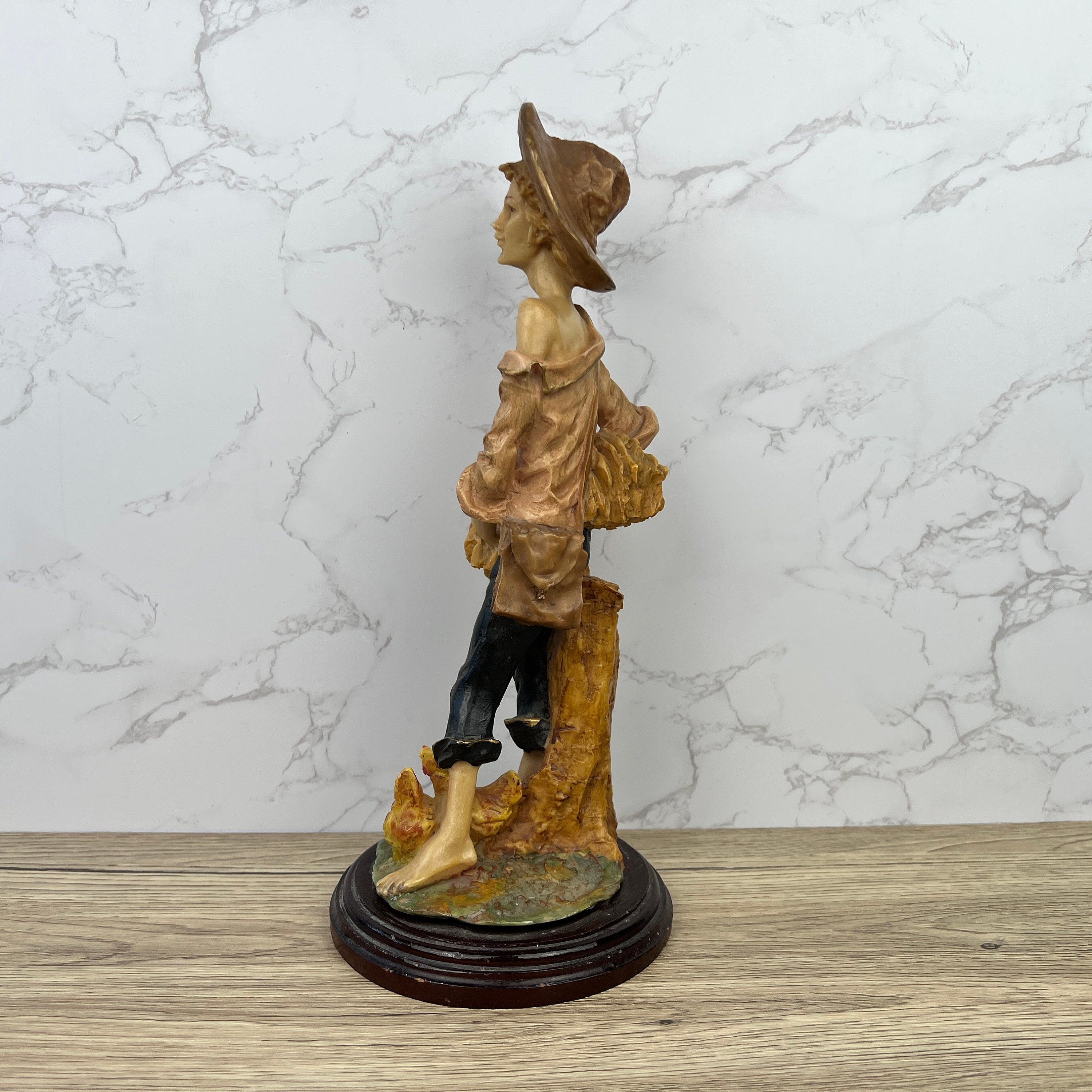 Vintage Capodimonte Farmer Figure, Italian Style, 33cm