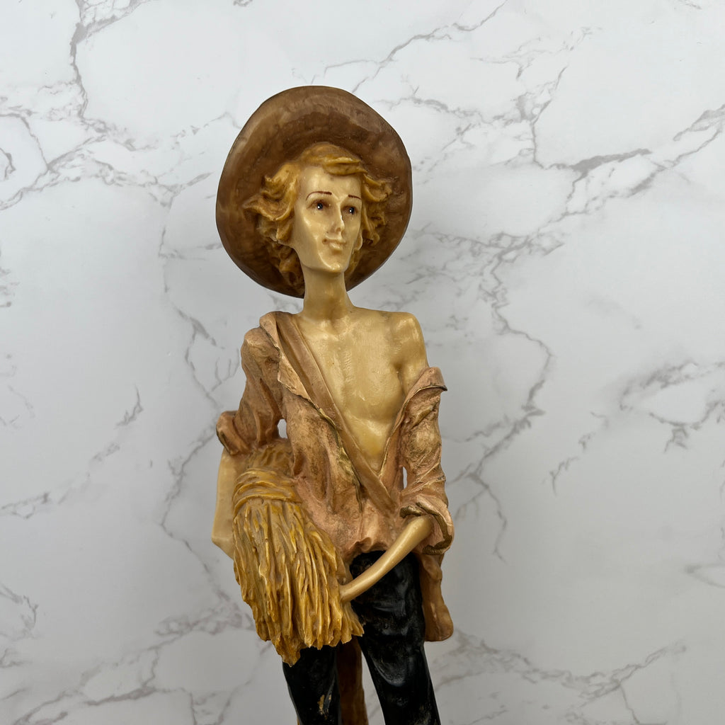 Vintage Capodimonte Farmer Figure, Italian Style, 33cm