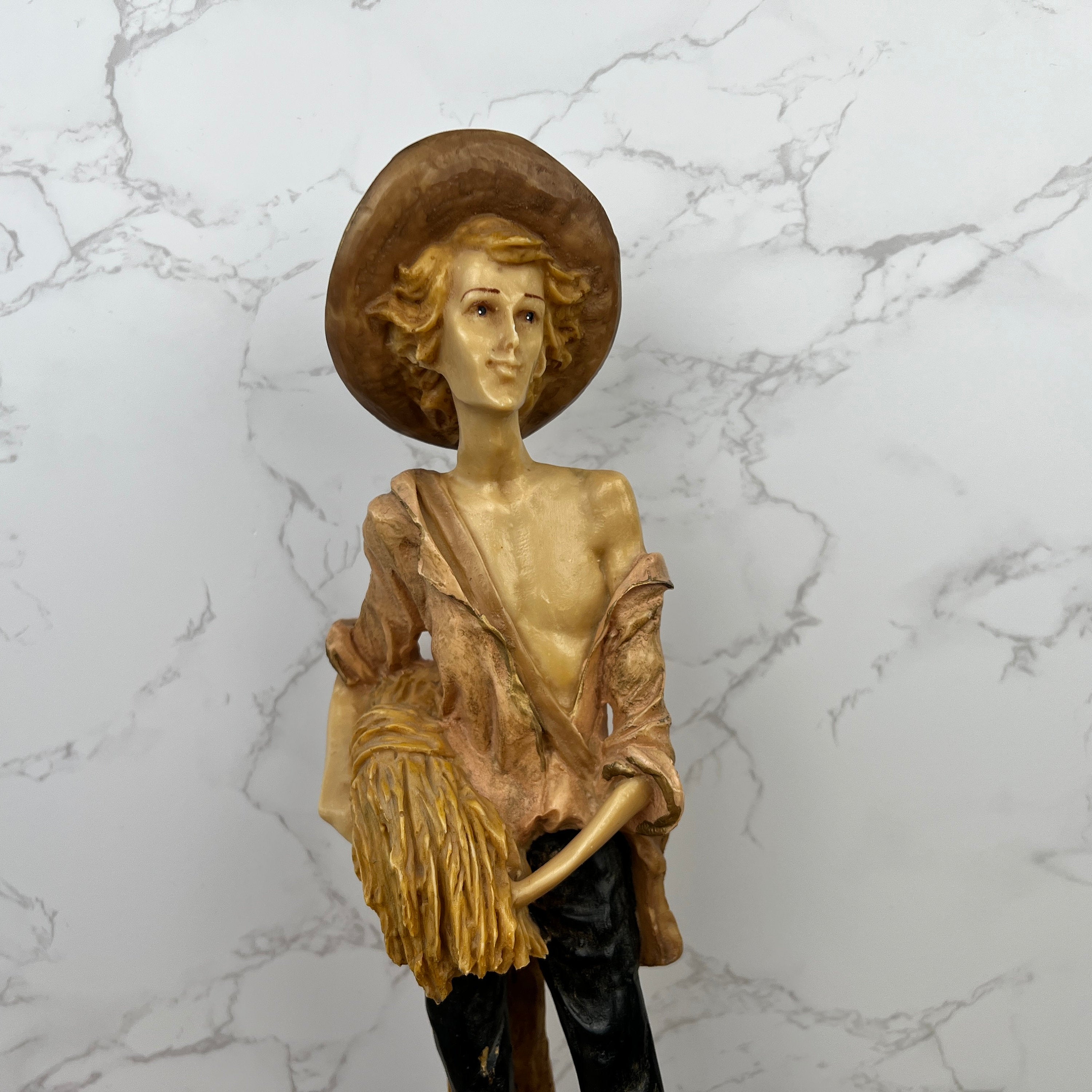 Vintage Capodimonte Farmer Figure, Italian Style, 33cm