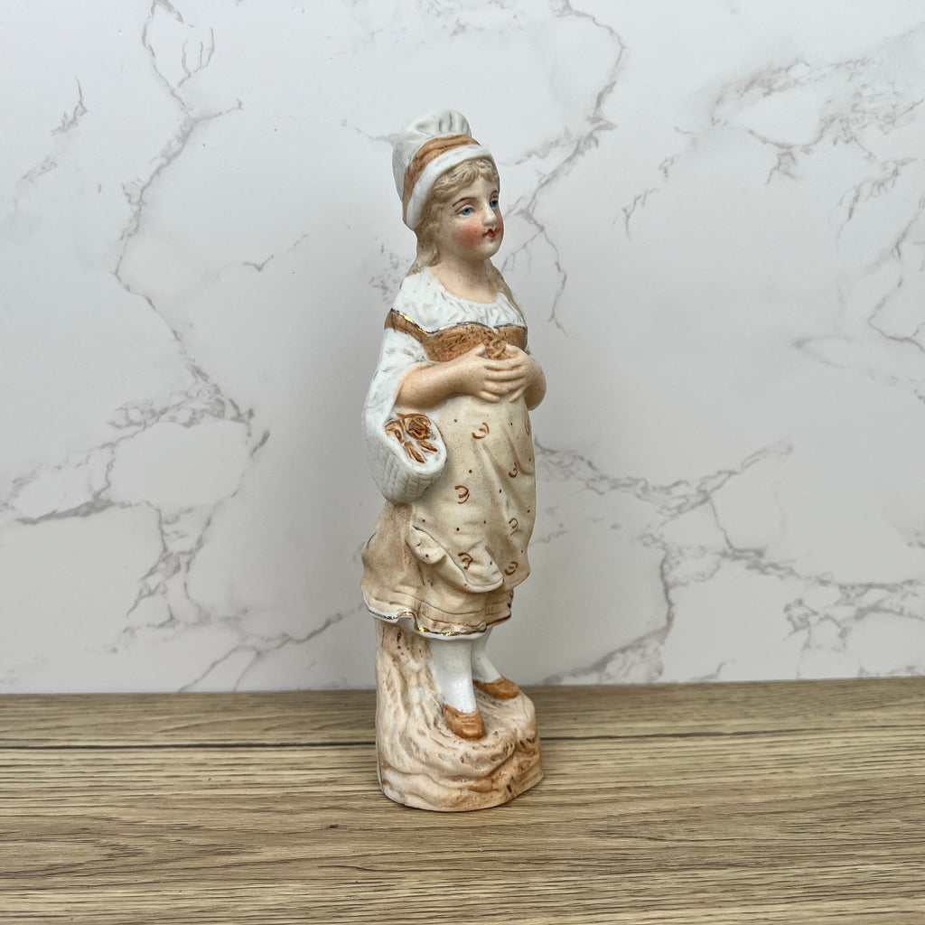 German Bisque Porcelain Girl Figurine, Collectible Ceramic Decor