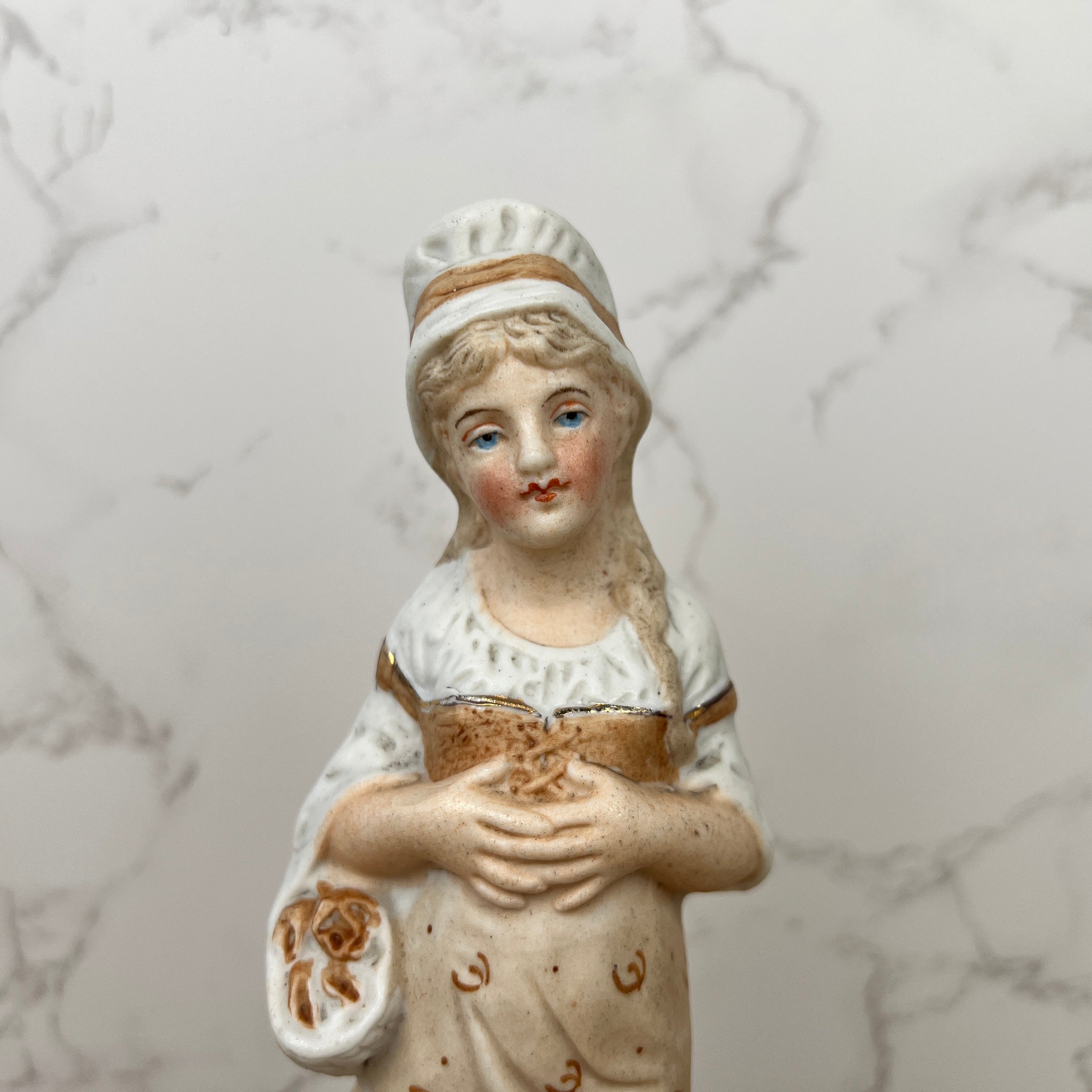 German Bisque Porcelain Girl Figurine, Collectible Ceramic Decor