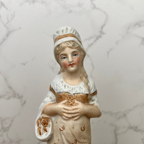 German Bisque Porcelain Girl Figurine, Collectible Ceramic Decor