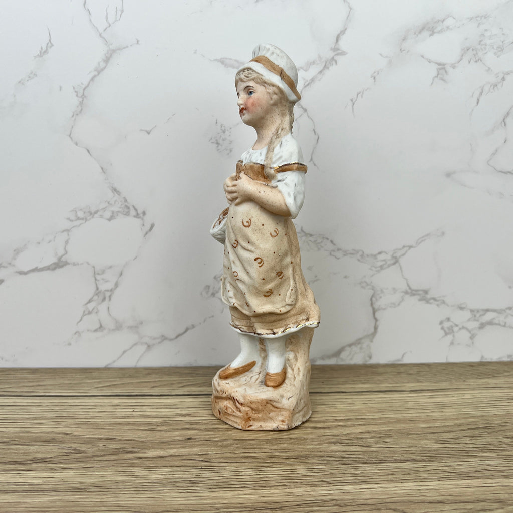German Bisque Porcelain Girl Figurine, Collectible Ceramic Decor