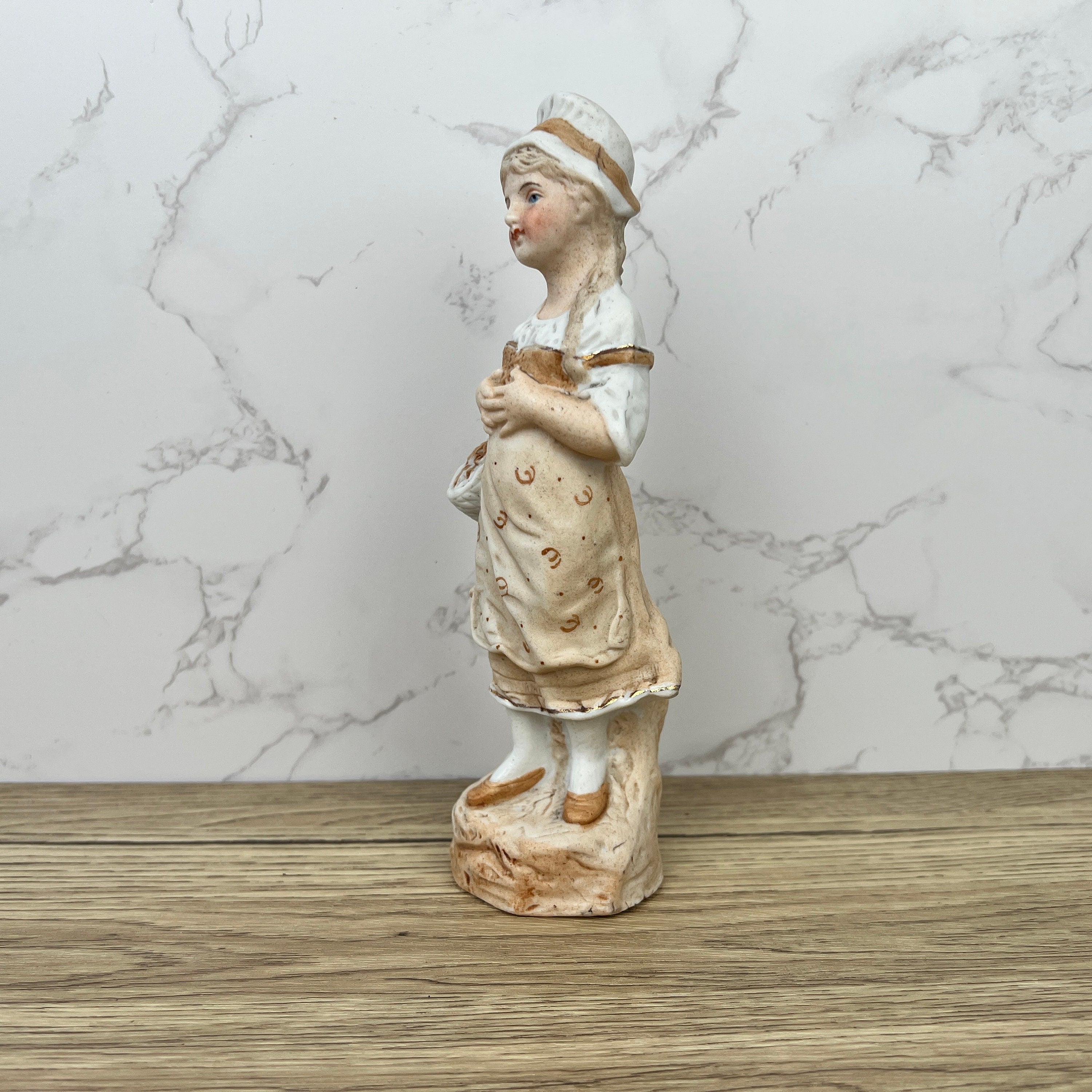 German Bisque Porcelain Girl Figurine, Collectible Ceramic Decor