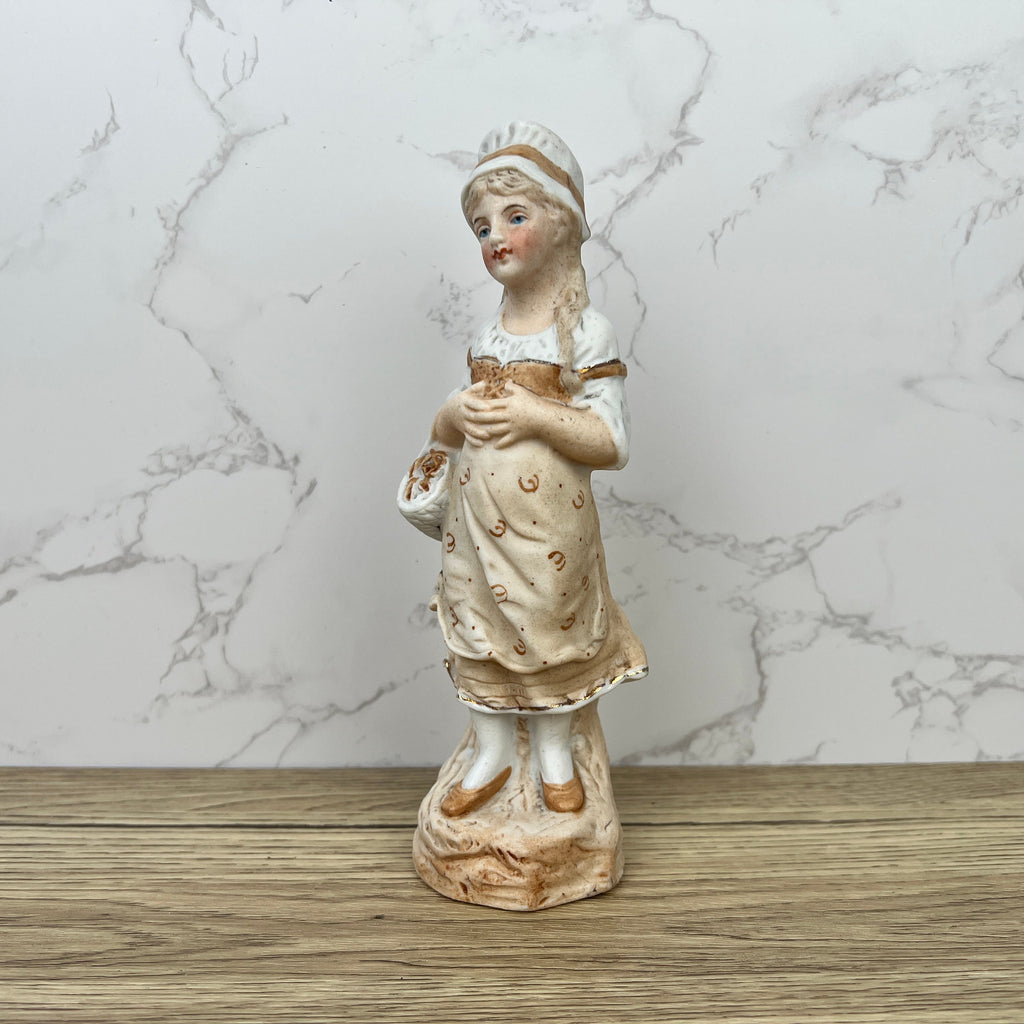 German Bisque Porcelain Girl Figurine, Collectible Ceramic Decor
