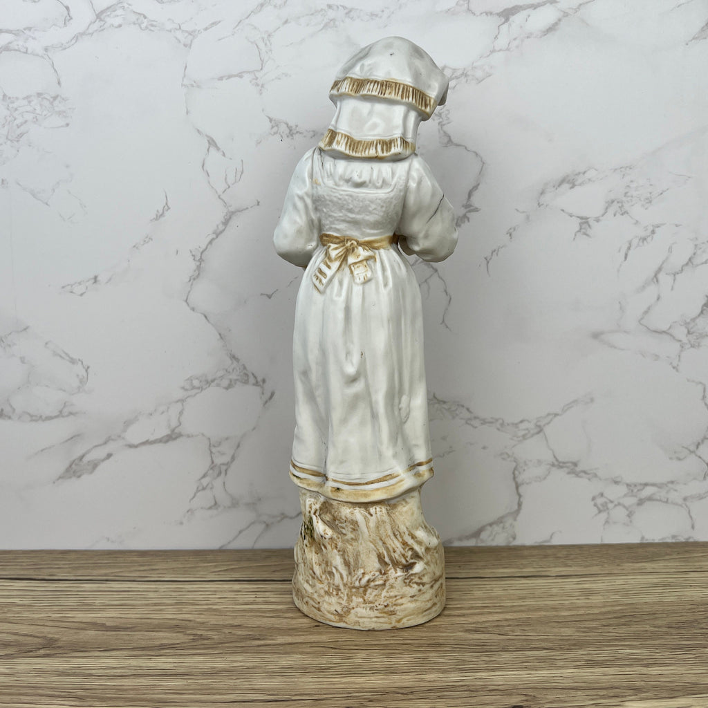 Antique Heubach Bisque Porcelain Peasant Lady Figurine, c1880s