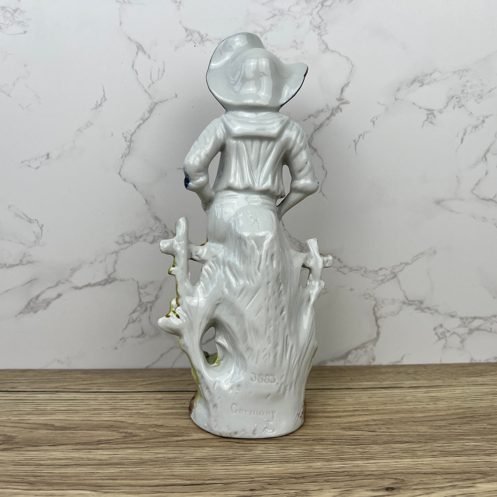 19th Century German Pottery Shepherd Figure, Lustre Glaze