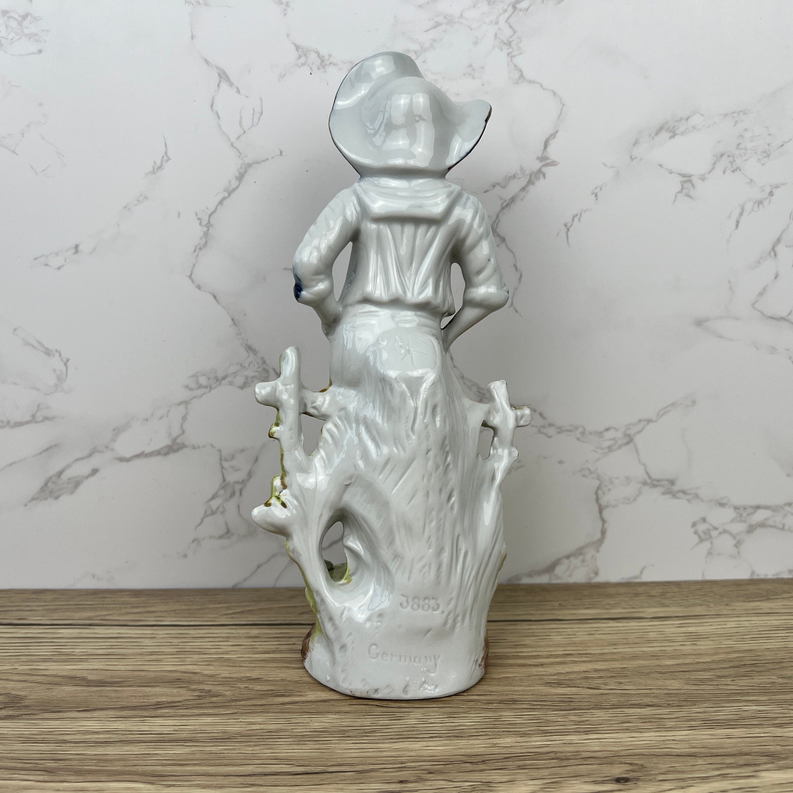 19th Century German Pottery Shepherd Figure, Lustre Glaze