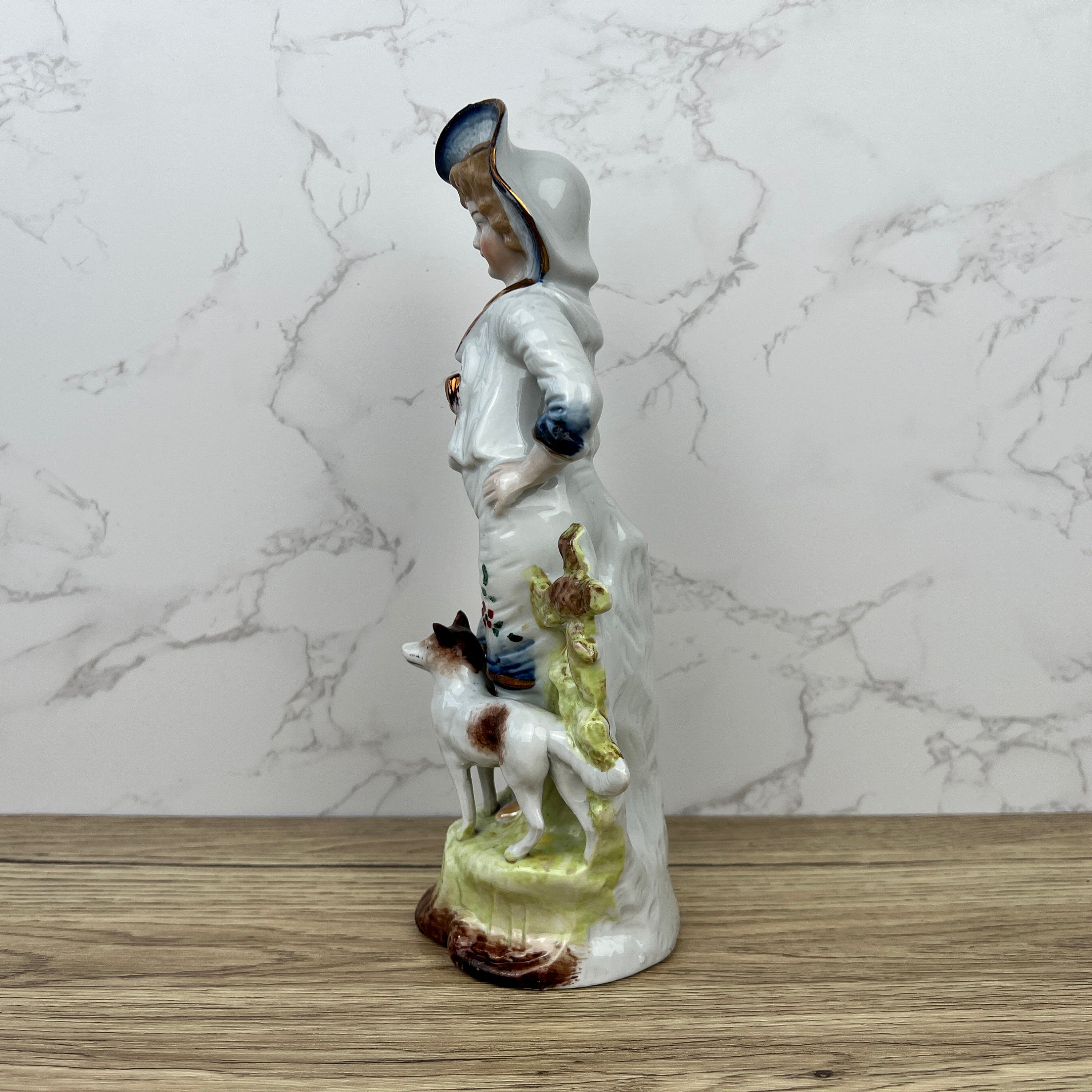 19th Century German Pottery Shepherd Figure, Lustre Glaze