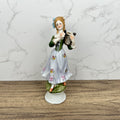 Vintage Victorian Style Porcelain Figurine, Woman Playing Harp