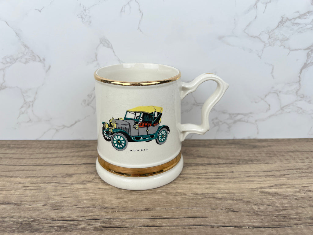 Vintage Prince William Pottery Tankard Mug, 22 Carat Gold Antique Morris Car
