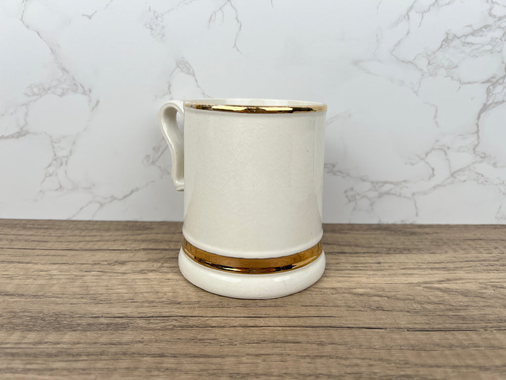 Vintage Prince William Pottery Tankard Mug, 22 Carat Gold Antique Morris Car
