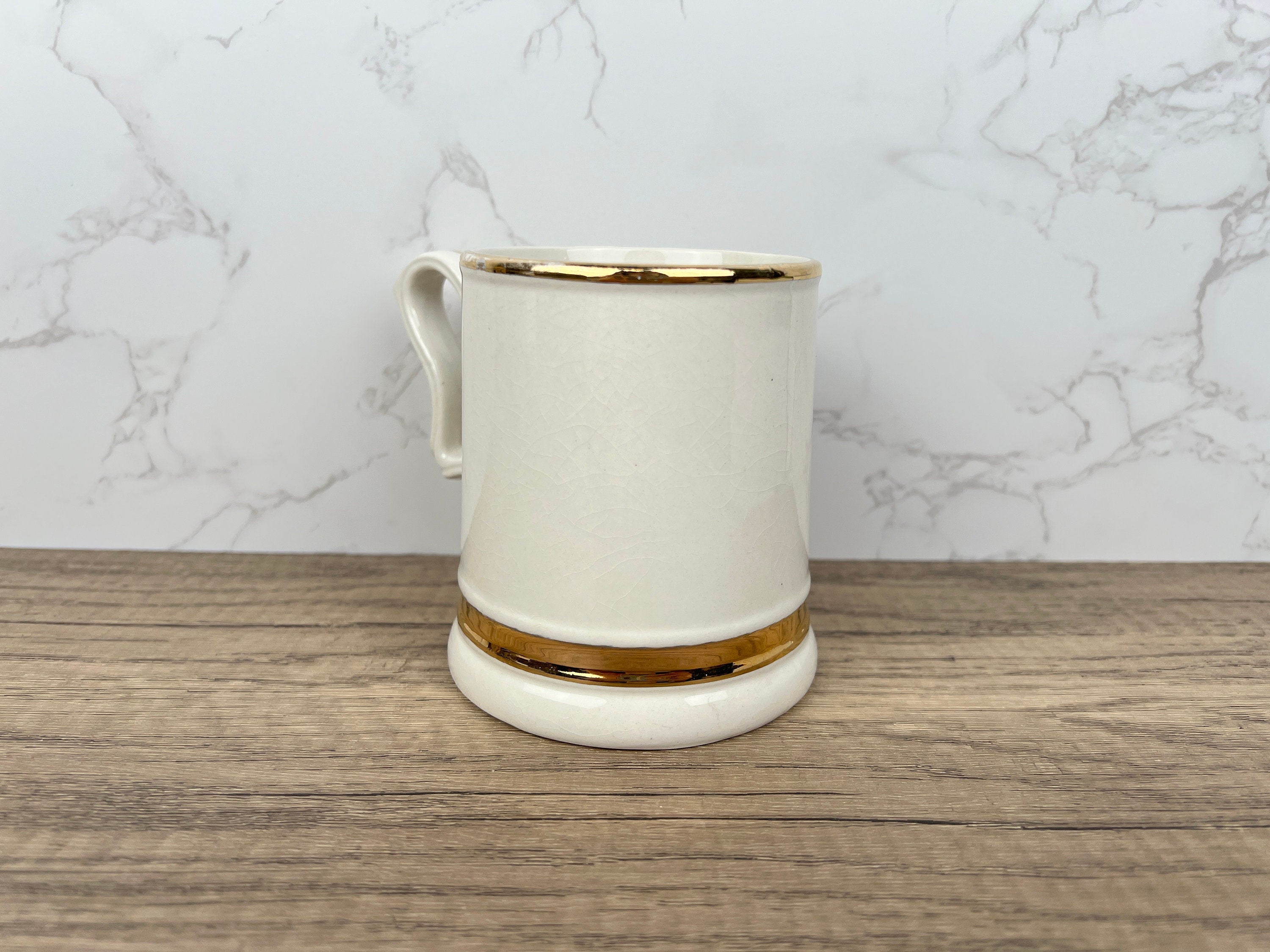 Vintage Prince William Pottery Tankard Mug, 22 Carat Gold Antique Morris Car
