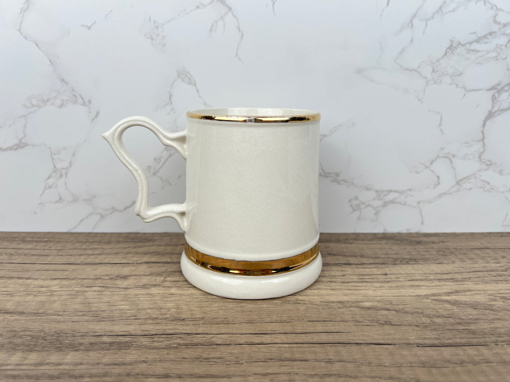 Vintage Prince William Pottery Tankard Mug, 22 Carat Gold Antique Morris Car