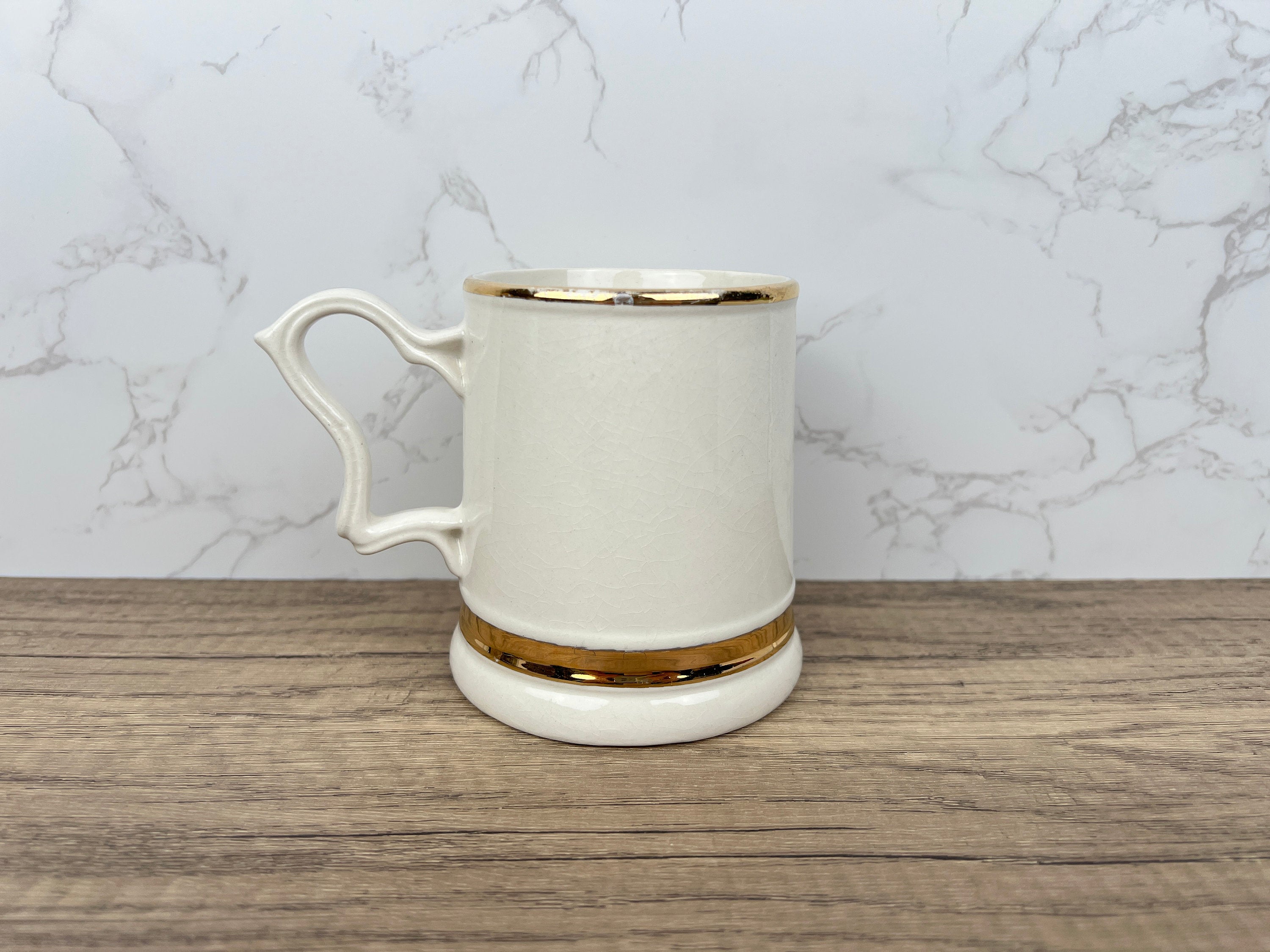 Vintage Prince William Pottery Tankard Mug, 22 Carat Gold Antique Morris Car