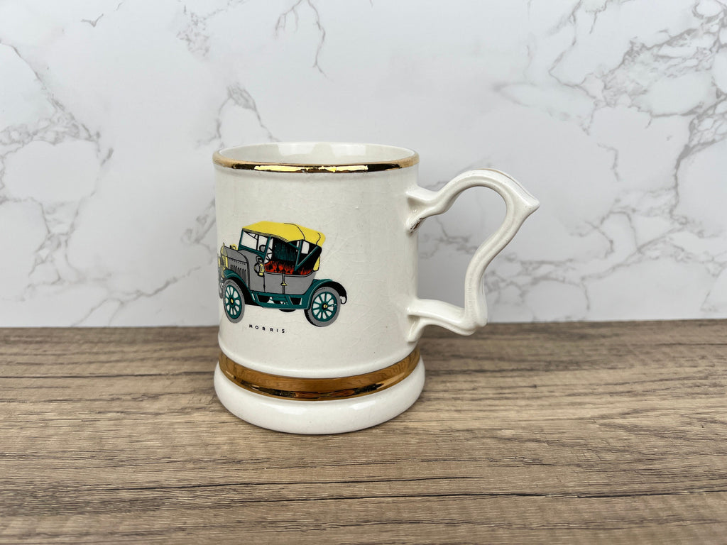 Vintage Prince William Pottery Tankard Mug, 22 Carat Gold Antique Morris Car