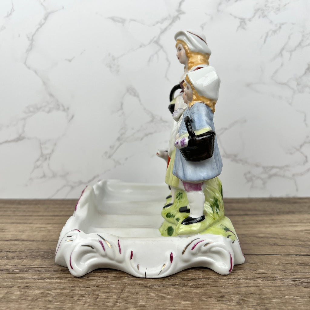 Vintage Yardley English Lavender Porcelain Soap Dish with Figurines