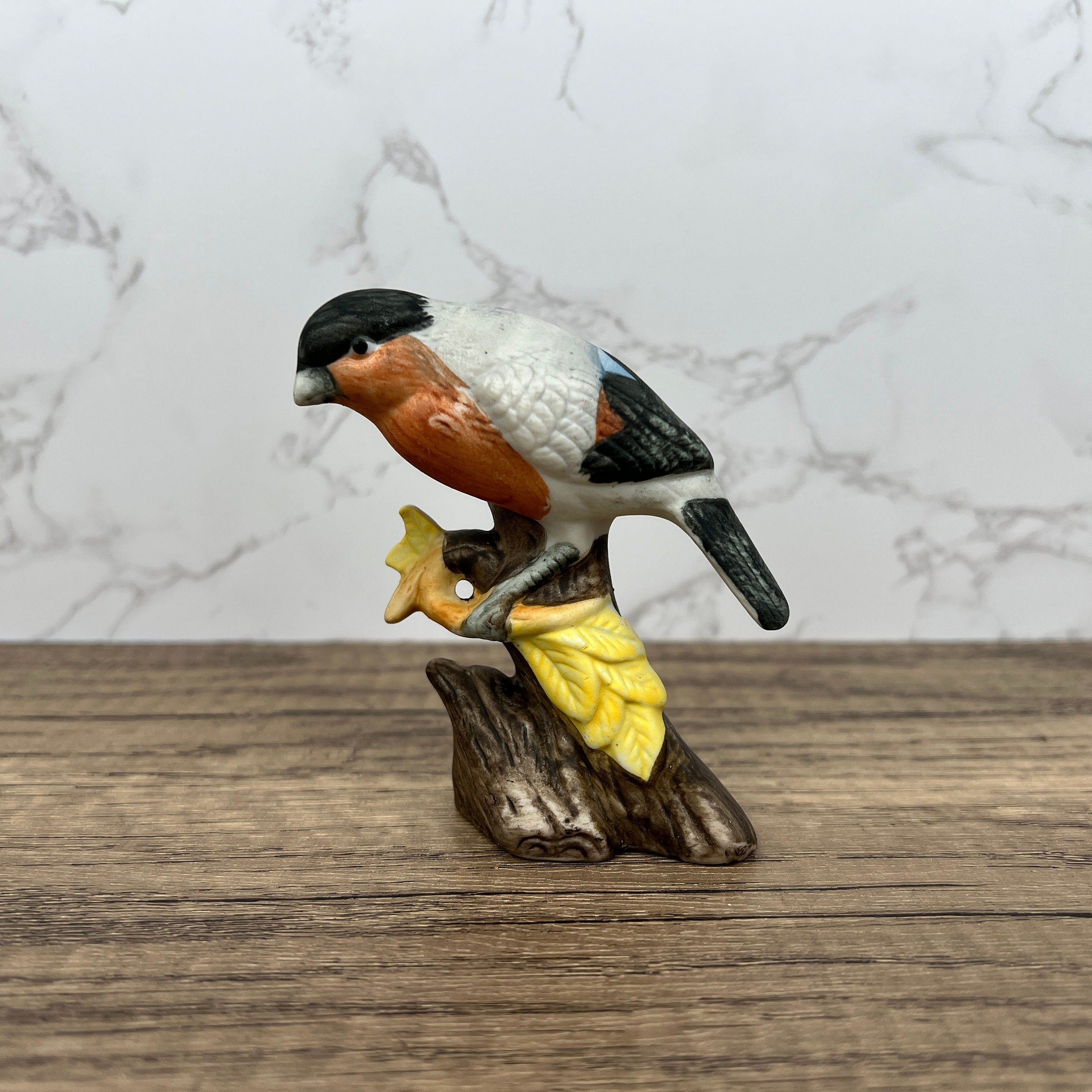 Vintage Hand-Painted Porcelain Bullfinch Figurine, Wildlife Decor