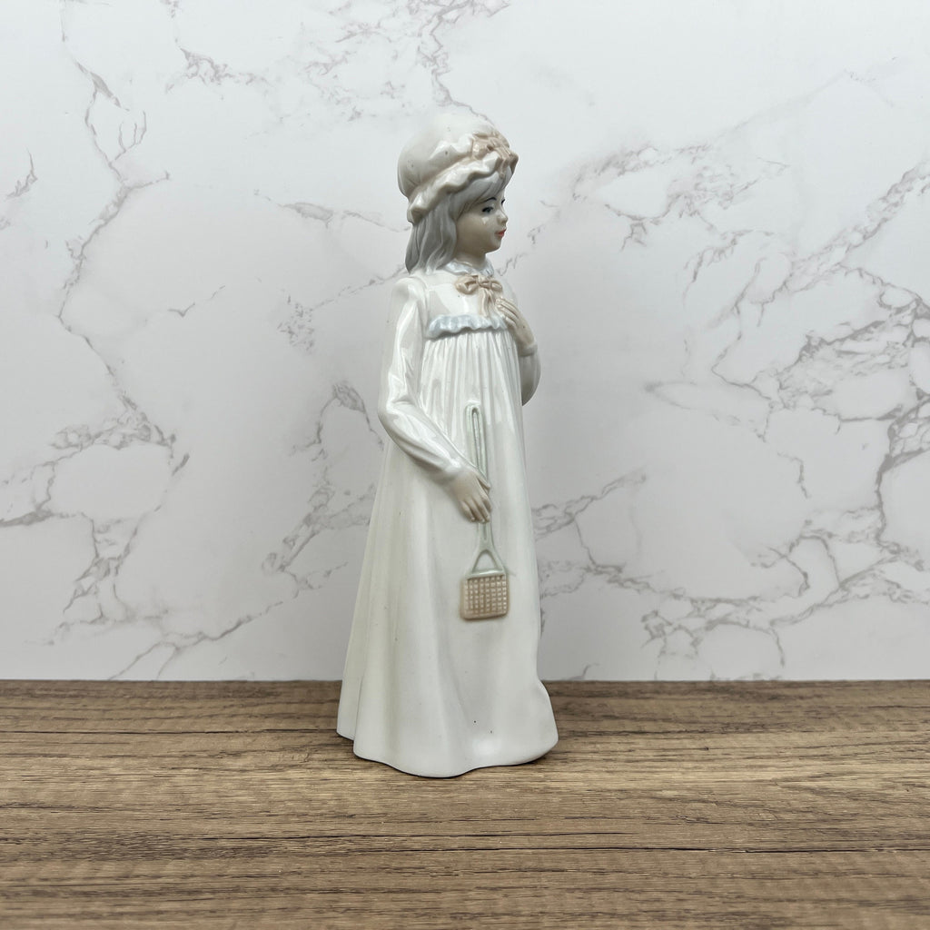 Vintage Sango Porcelain Girl Figurine, Hand-Painted Ceramic, Made in Spain