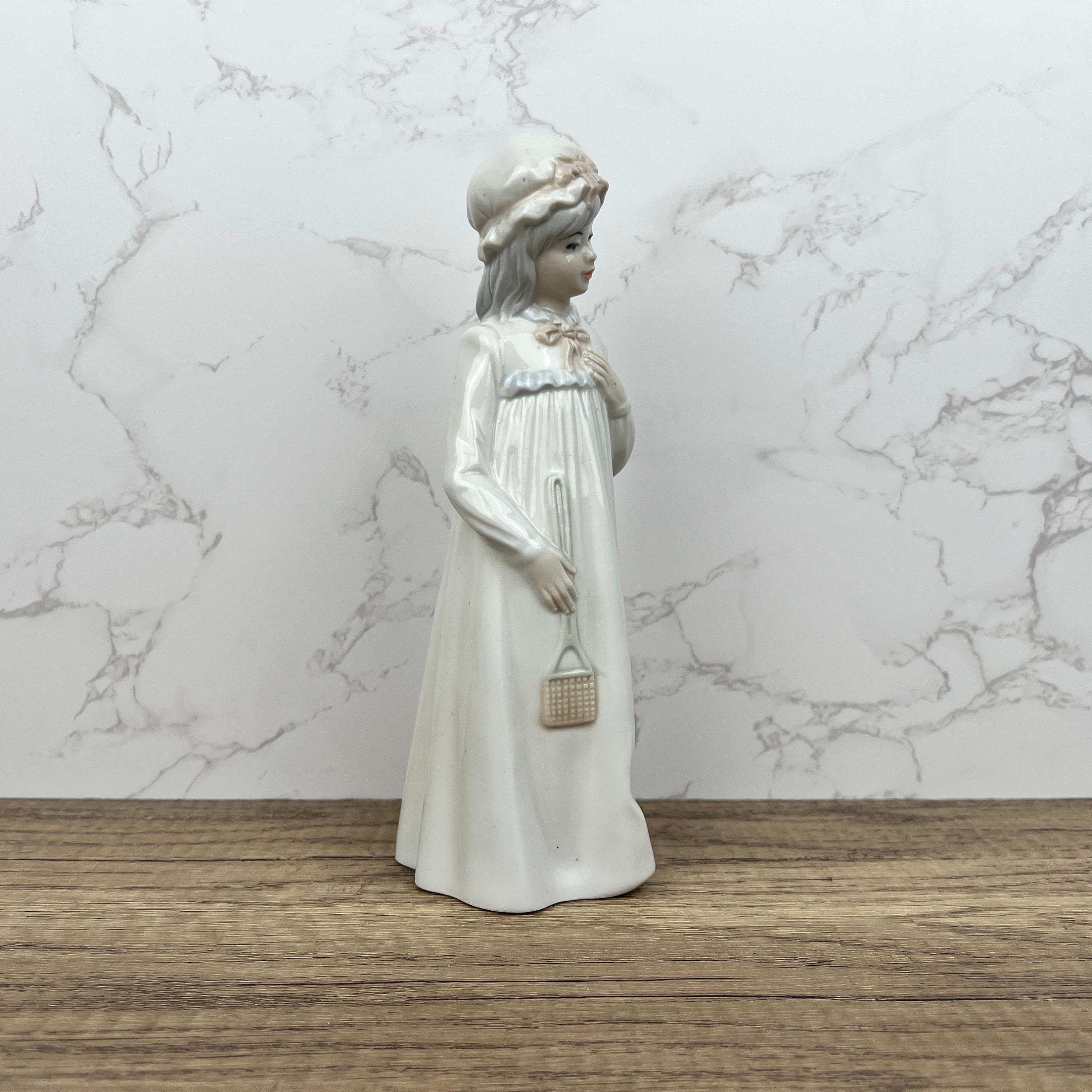Vintage Sango Porcelain Girl Figurine, Hand-Painted Ceramic, Made in Spain