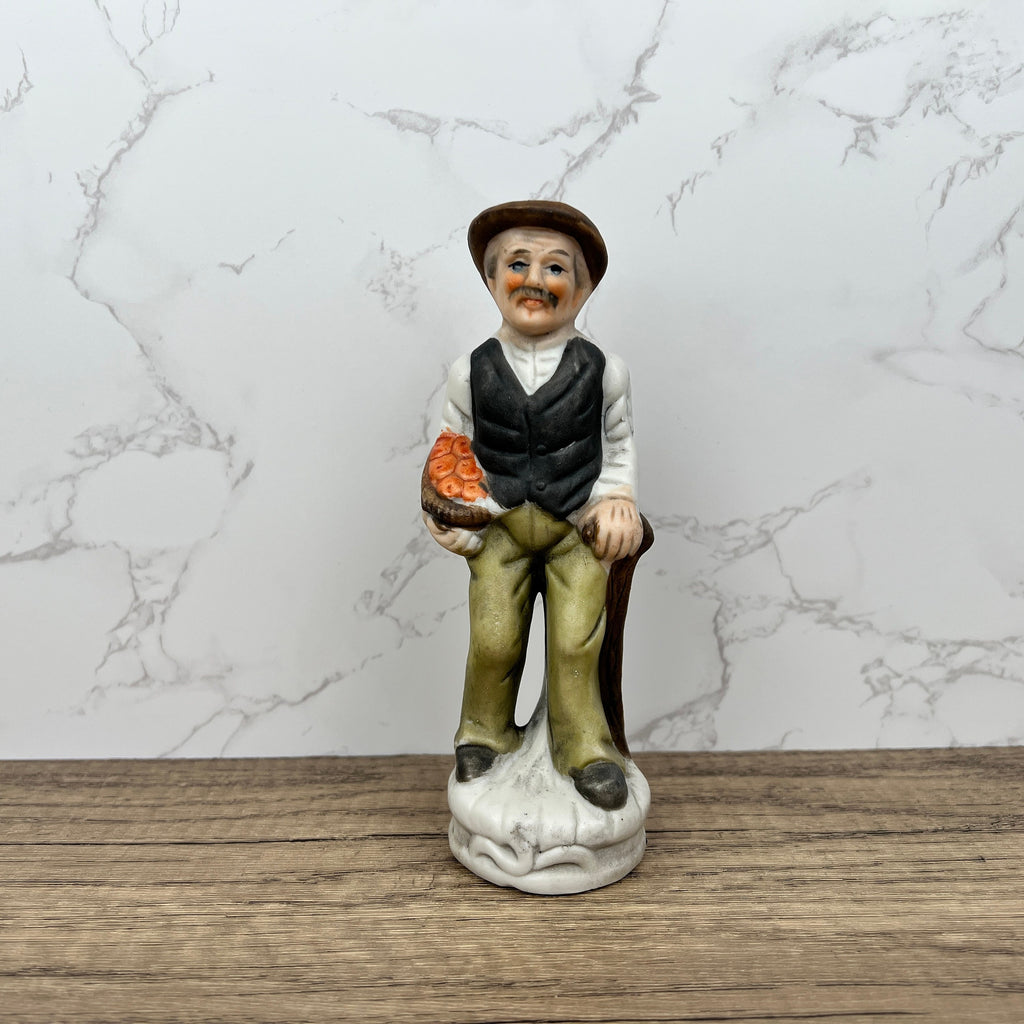 Vintage Capi Di Monti Style Porcelain Peasant Figurine, Handmade Ceramic Man