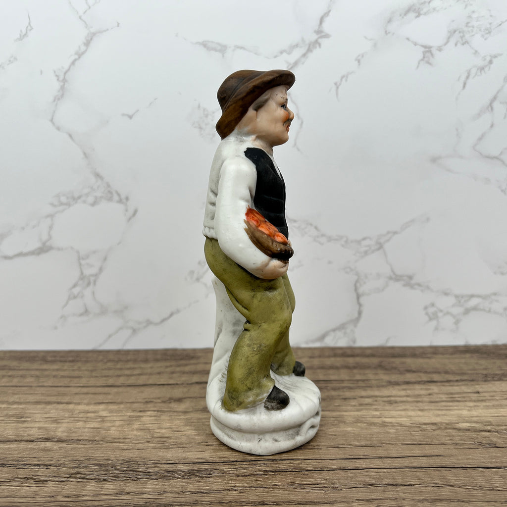 Vintage Capi Di Monti Style Porcelain Peasant Figurine, Handmade Ceramic Man