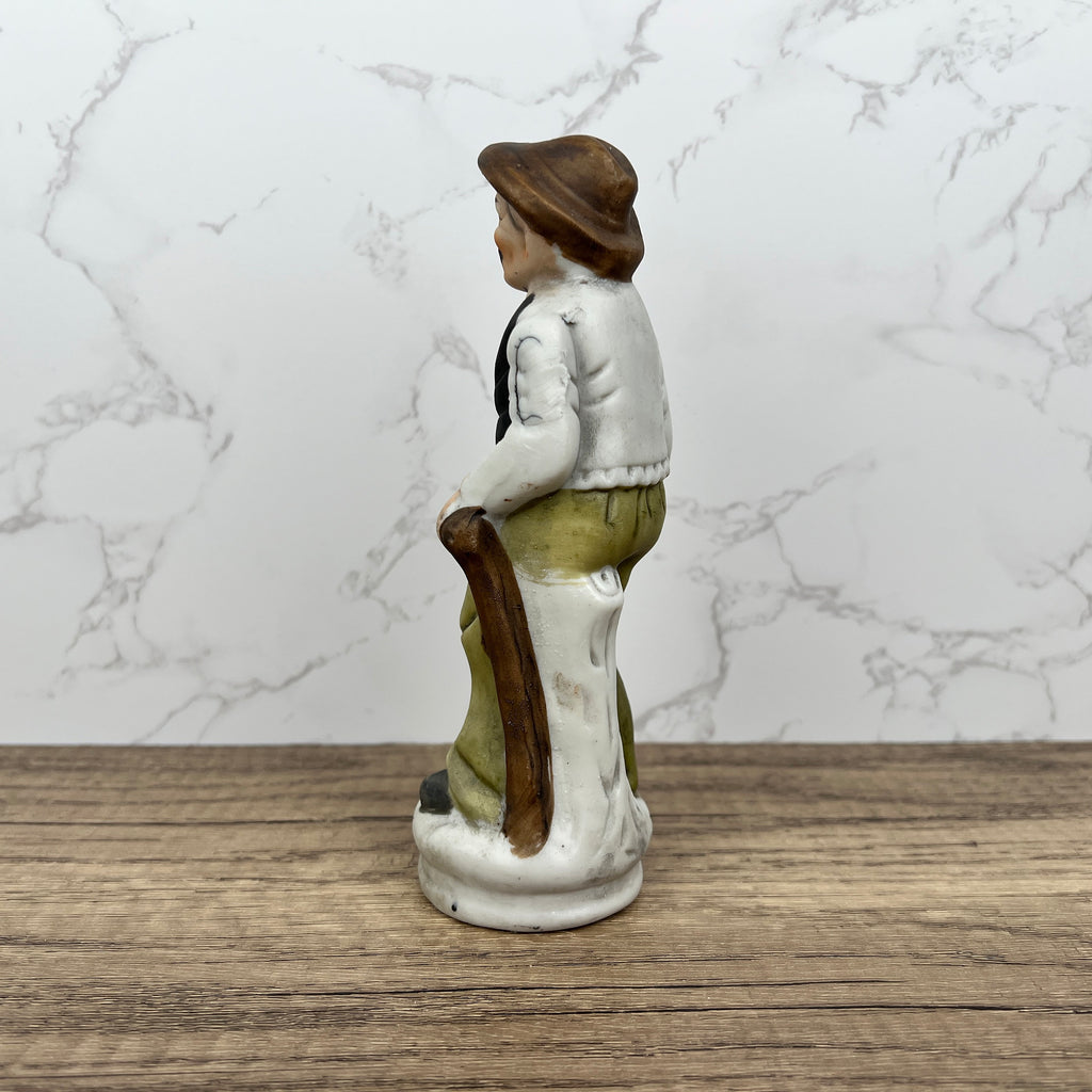 Vintage Capi Di Monti Style Porcelain Peasant Figurine, Handmade Ceramic Man