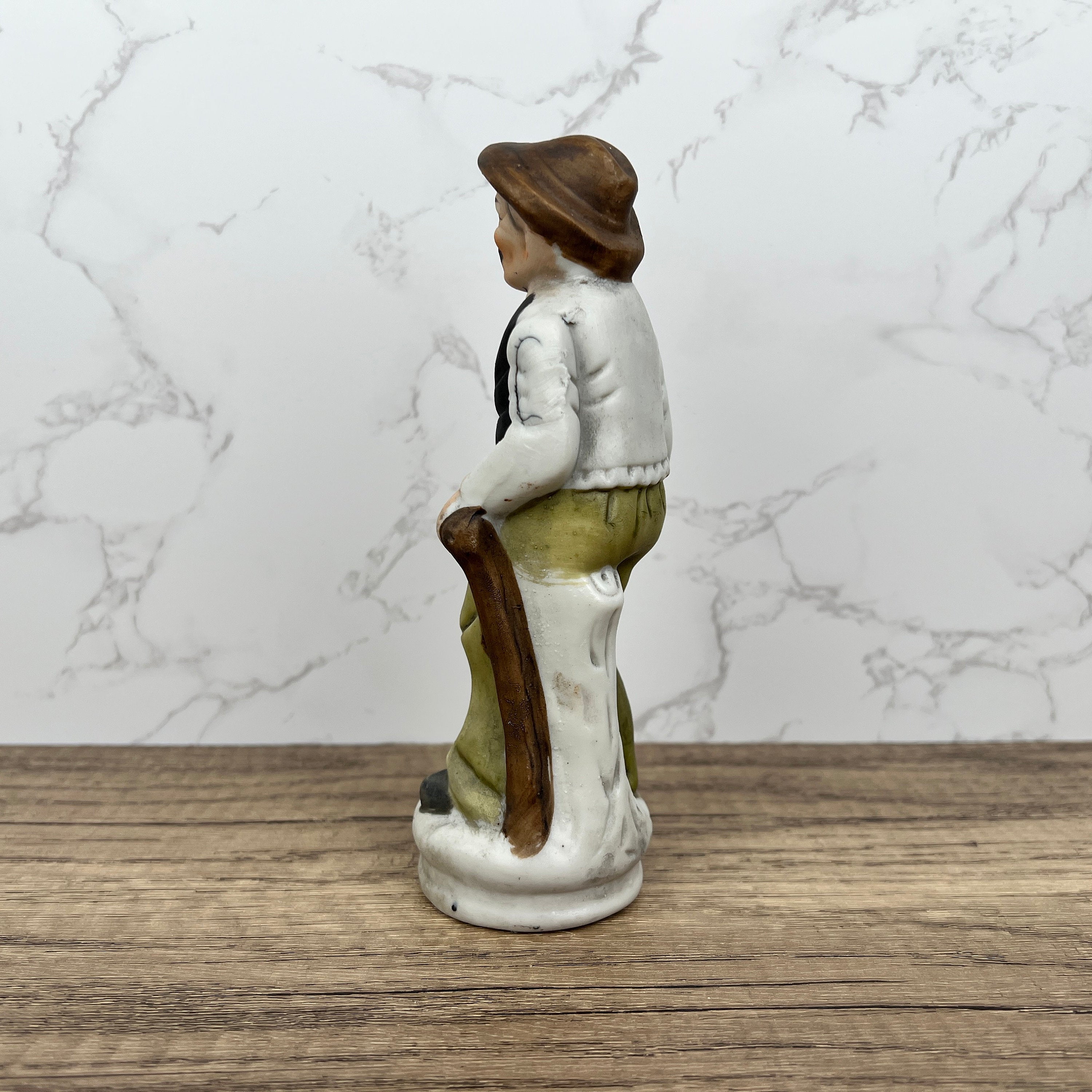 Vintage Capi Di Monti Style Porcelain Peasant Figurine, Handmade Ceramic Man