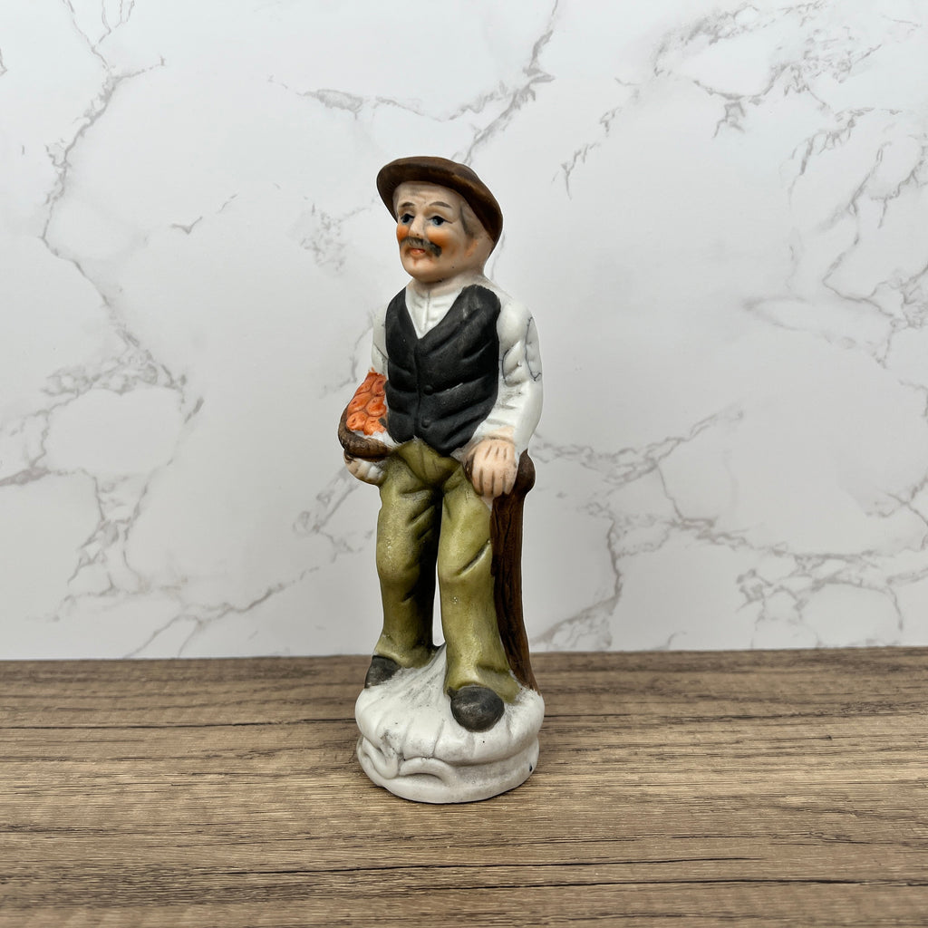 Vintage Capi Di Monti Style Porcelain Peasant Figurine, Handmade Ceramic Man