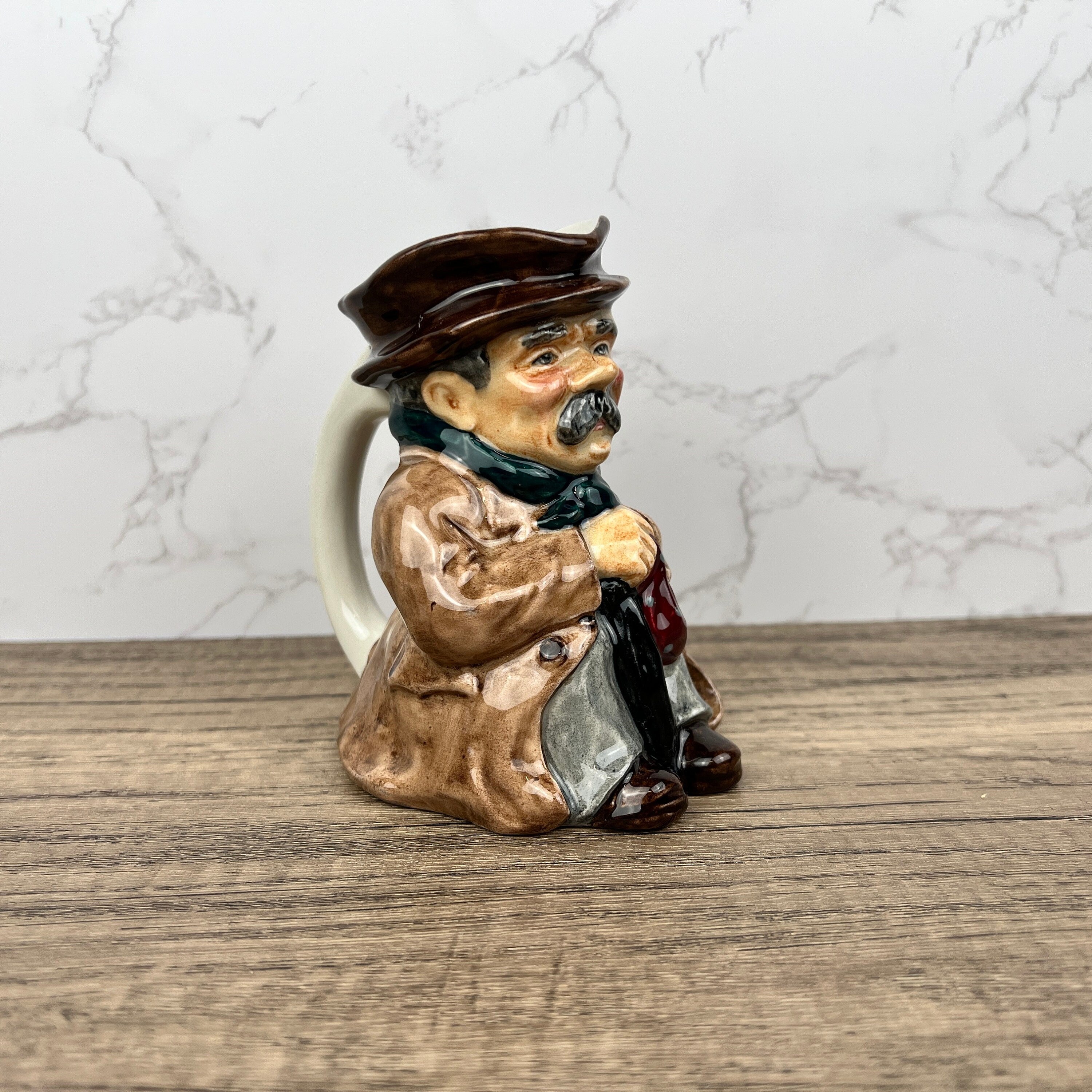 Vintage Roy Kirkham Toby Jug, Hand Painted Staffordshire Porcelain "Poorman"