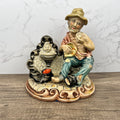 Vintage Portuguese Pottery Ornament, Man with Fountain Figurine