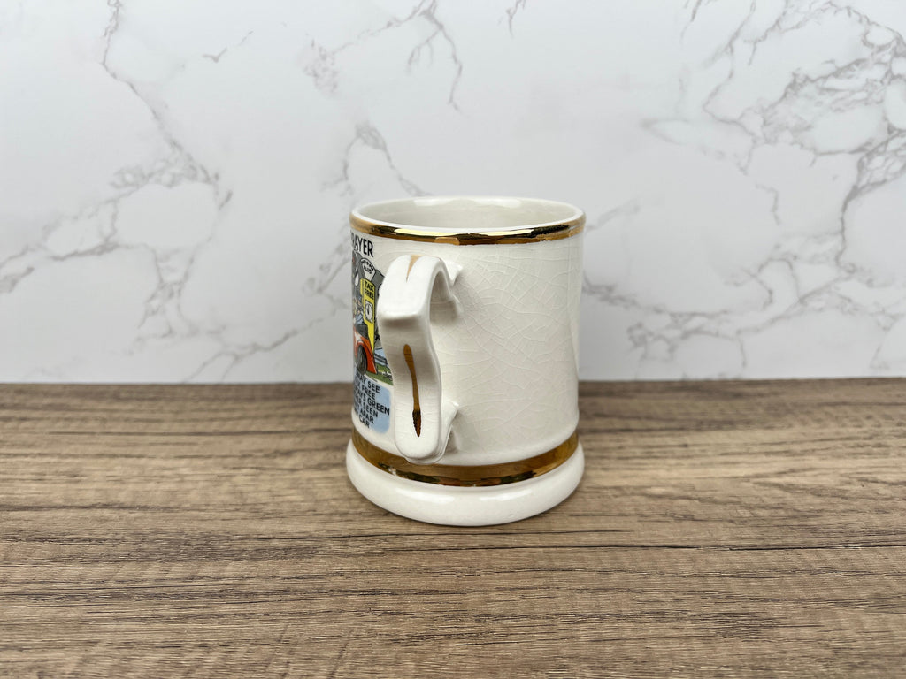 Vintage "The Motorist's Prayer" Beer Mug, 22 Carat Gold, 1950s Collectible