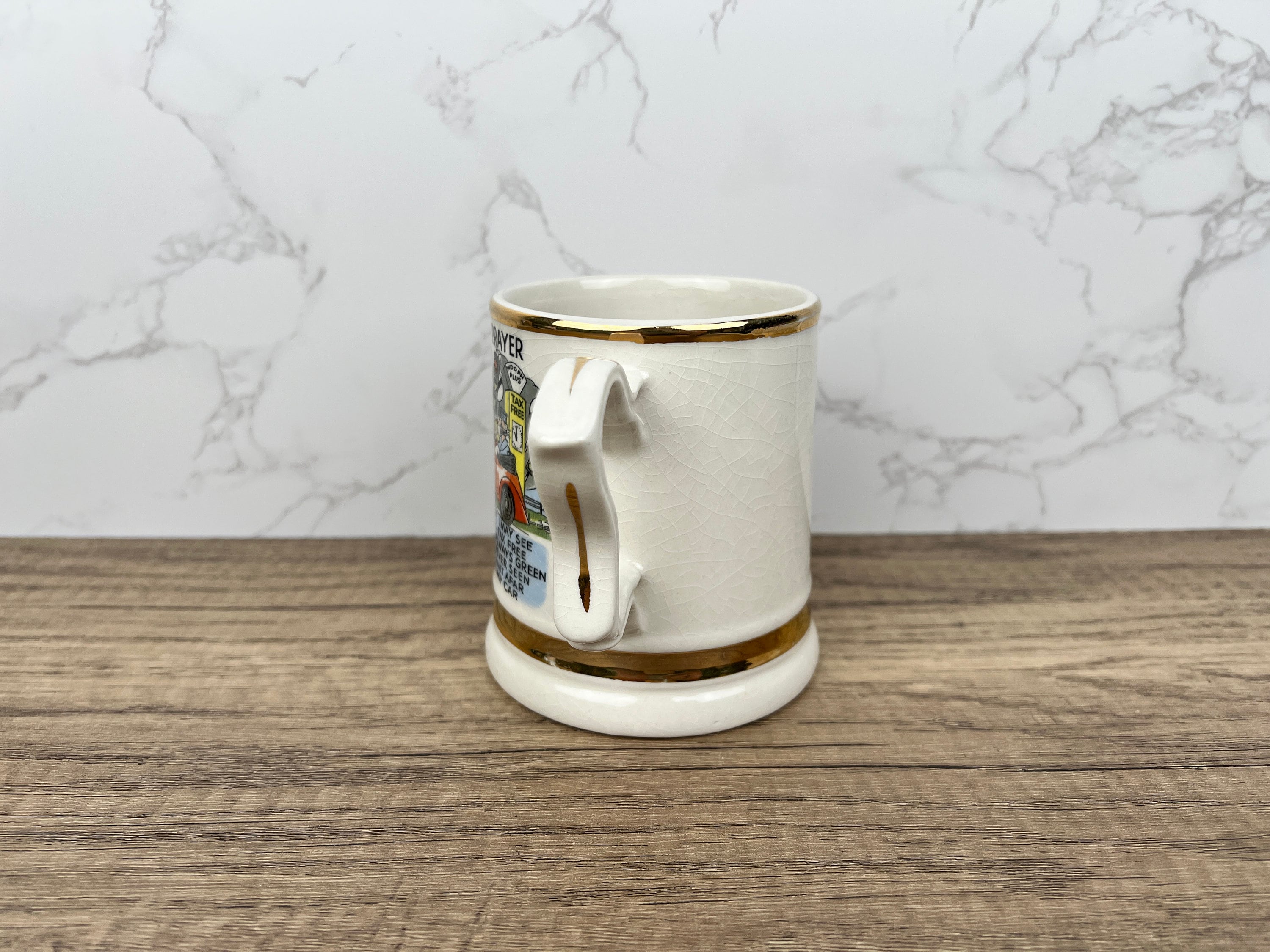 Vintage "The Motorist's Prayer" Beer Mug, 22 Carat Gold, 1950s Collectible