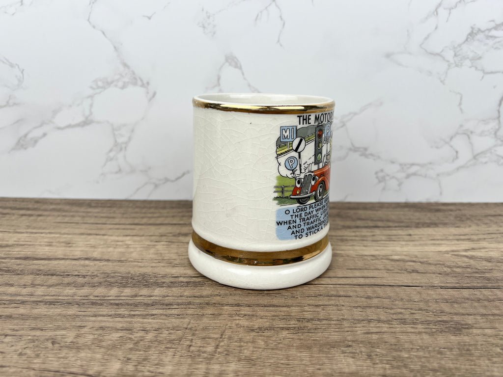 Vintage "The Motorist's Prayer" Beer Mug, 22 Carat Gold, 1950s Collectible