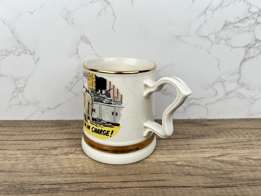 Vintage "I'M IN CHARGE" 22 Carat Gold Beer Mug, 1950s Collectible