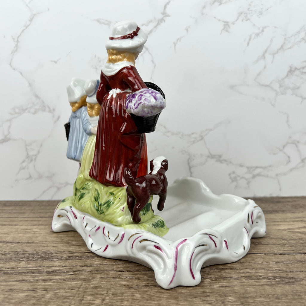 Vintage Yardley English Lavender Porcelain Soap Dish with Figurines