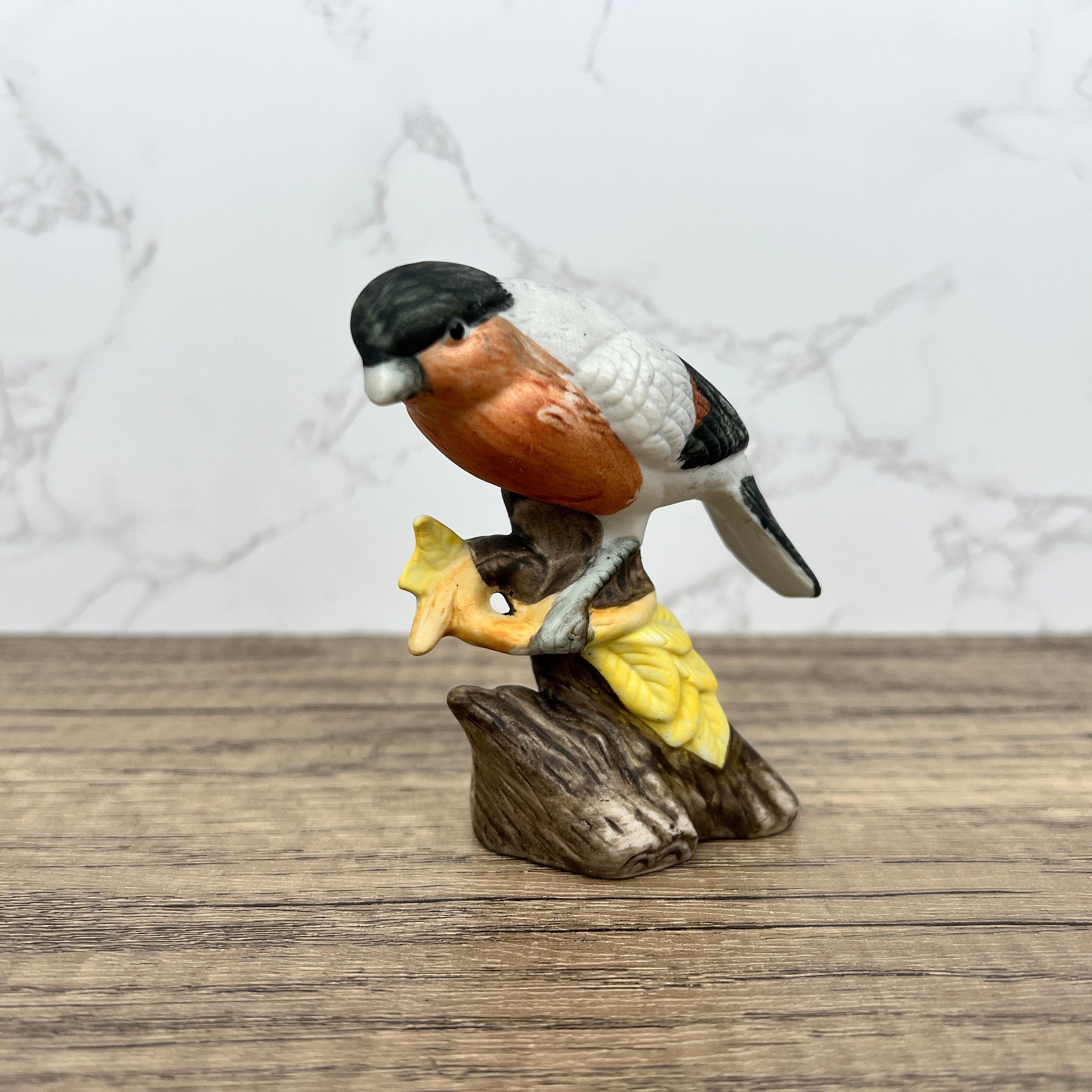Vintage Hand-Painted Porcelain Bullfinch Figurine, Wildlife Decor