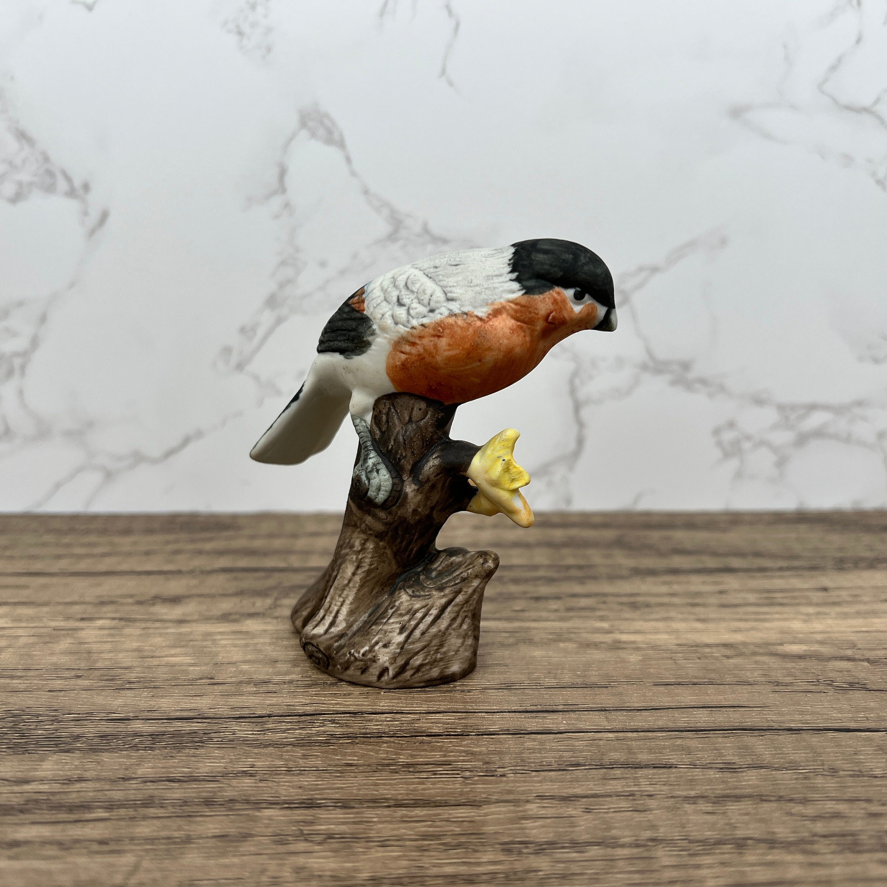 Vintage Hand-Painted Porcelain Bullfinch Figurine, Wildlife Decor