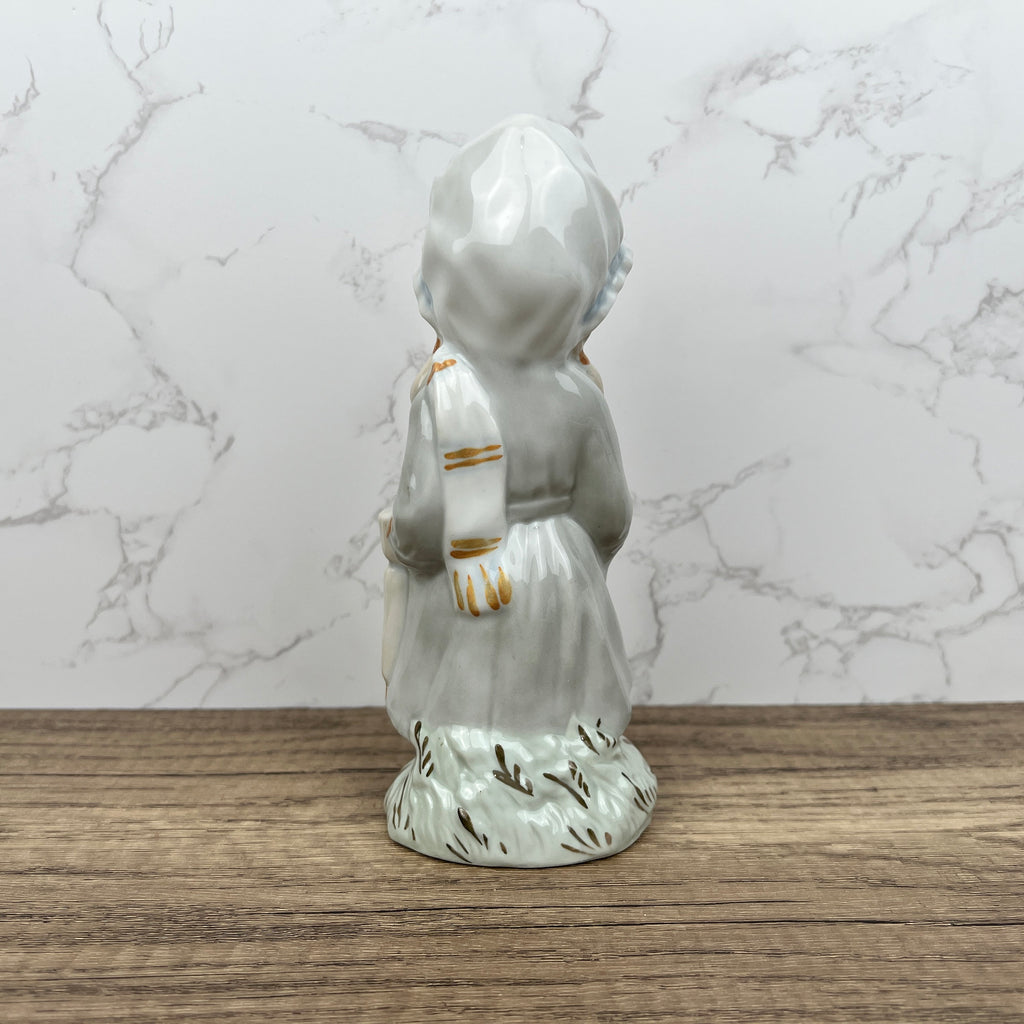 Vintage Sango Porcelain Girl Figurine with Umbrella, Hand-Painted, Spain