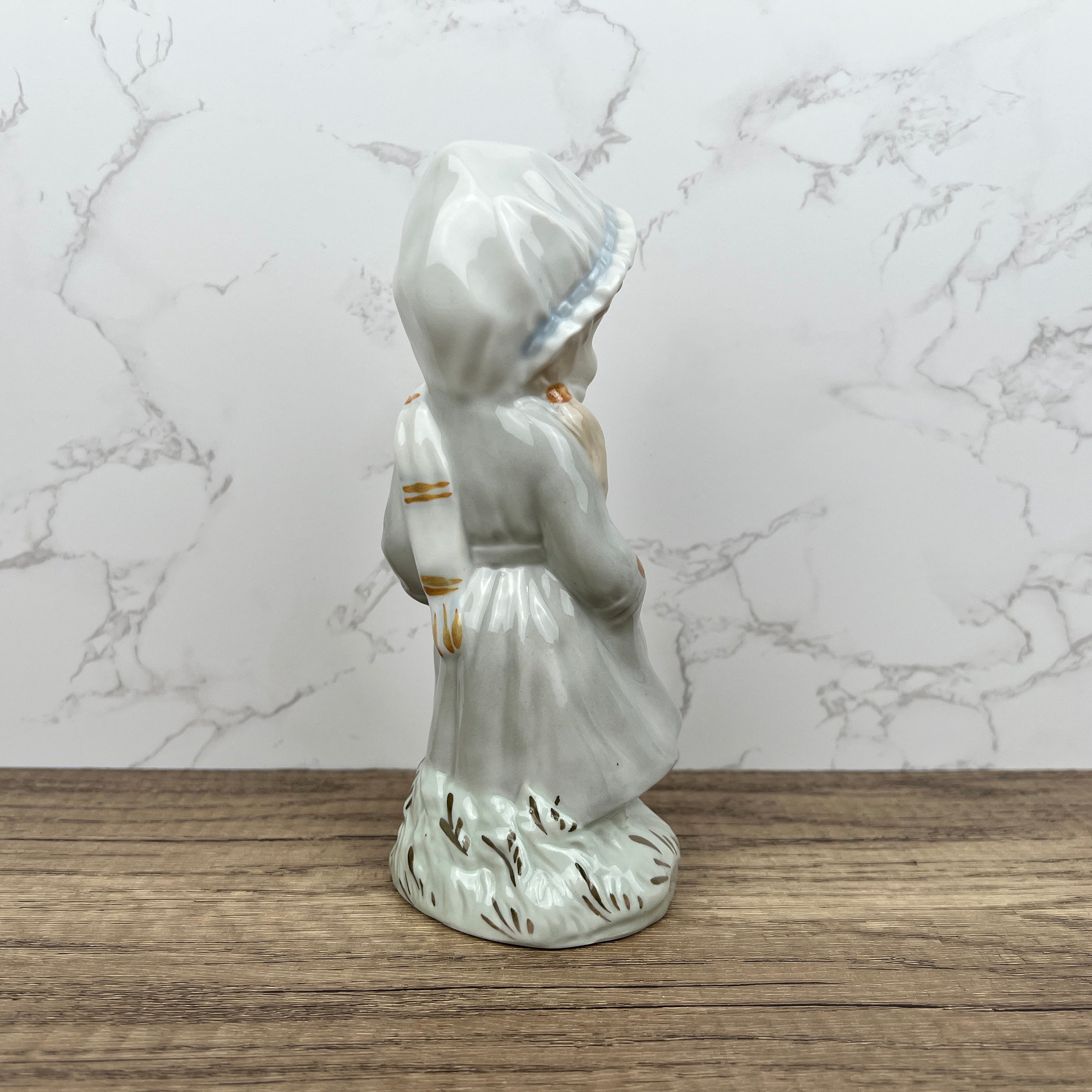 Vintage Sango Porcelain Girl Figurine with Umbrella, Hand-Painted, Spain