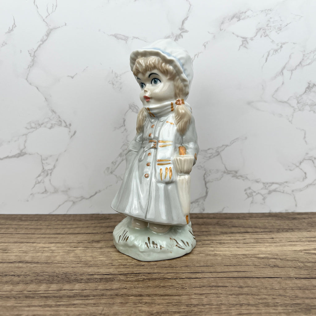 Vintage Sango Porcelain Girl Figurine with Umbrella, Hand-Painted, Spain