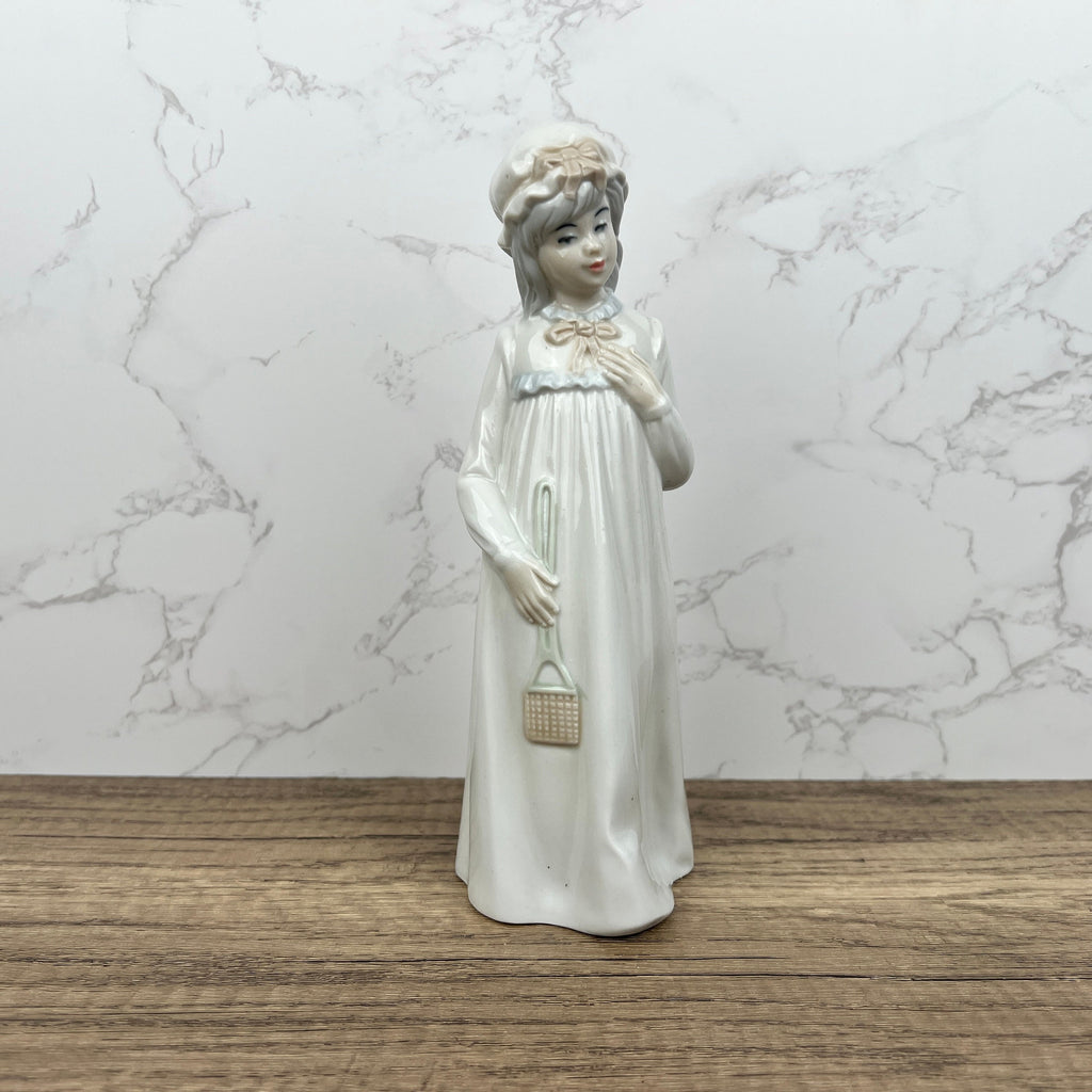 Vintage Sango Porcelain Girl Figurine, Hand-Painted Ceramic, Made in Spain