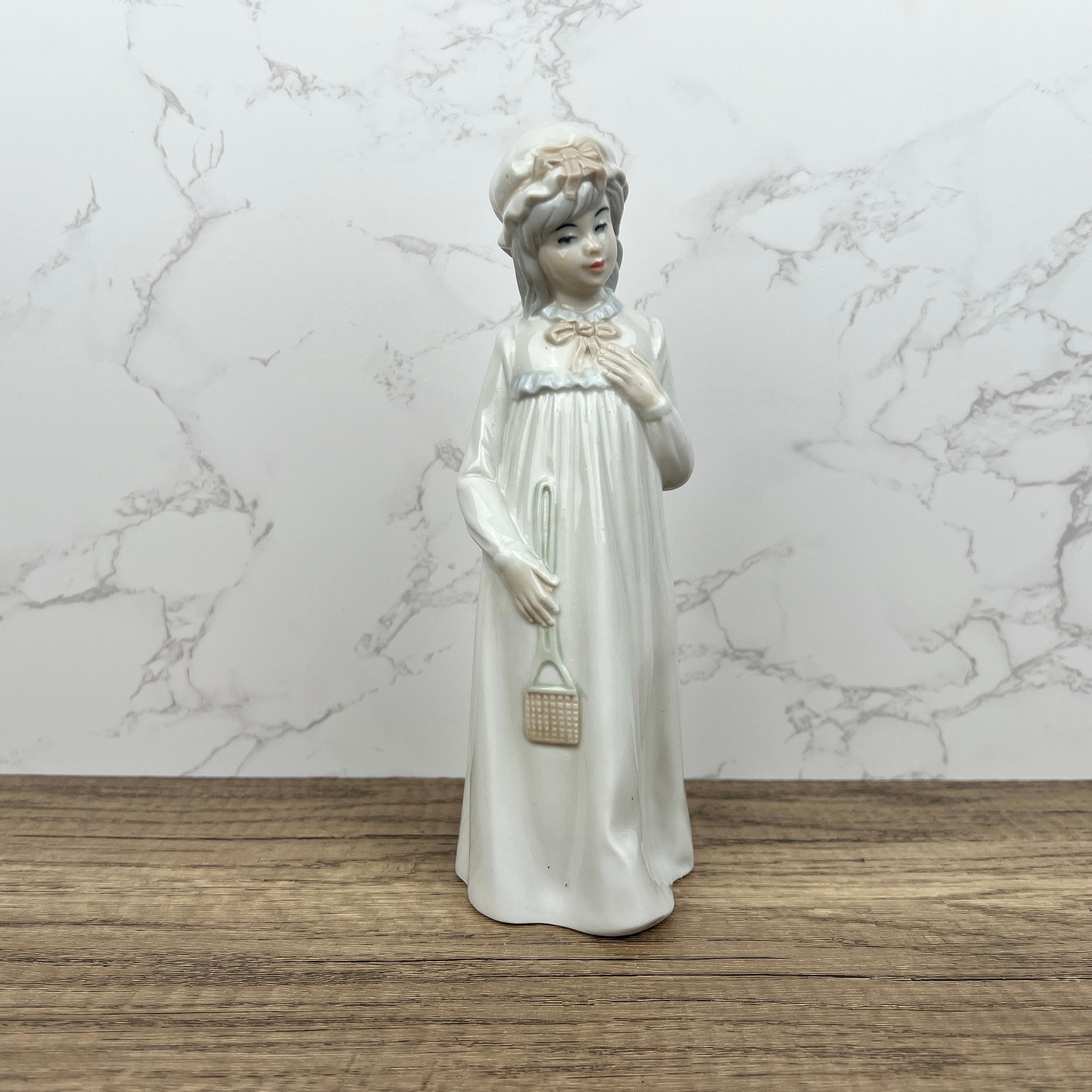 Vintage Sango Porcelain Girl Figurine, Hand-Painted Ceramic, Made in Spain