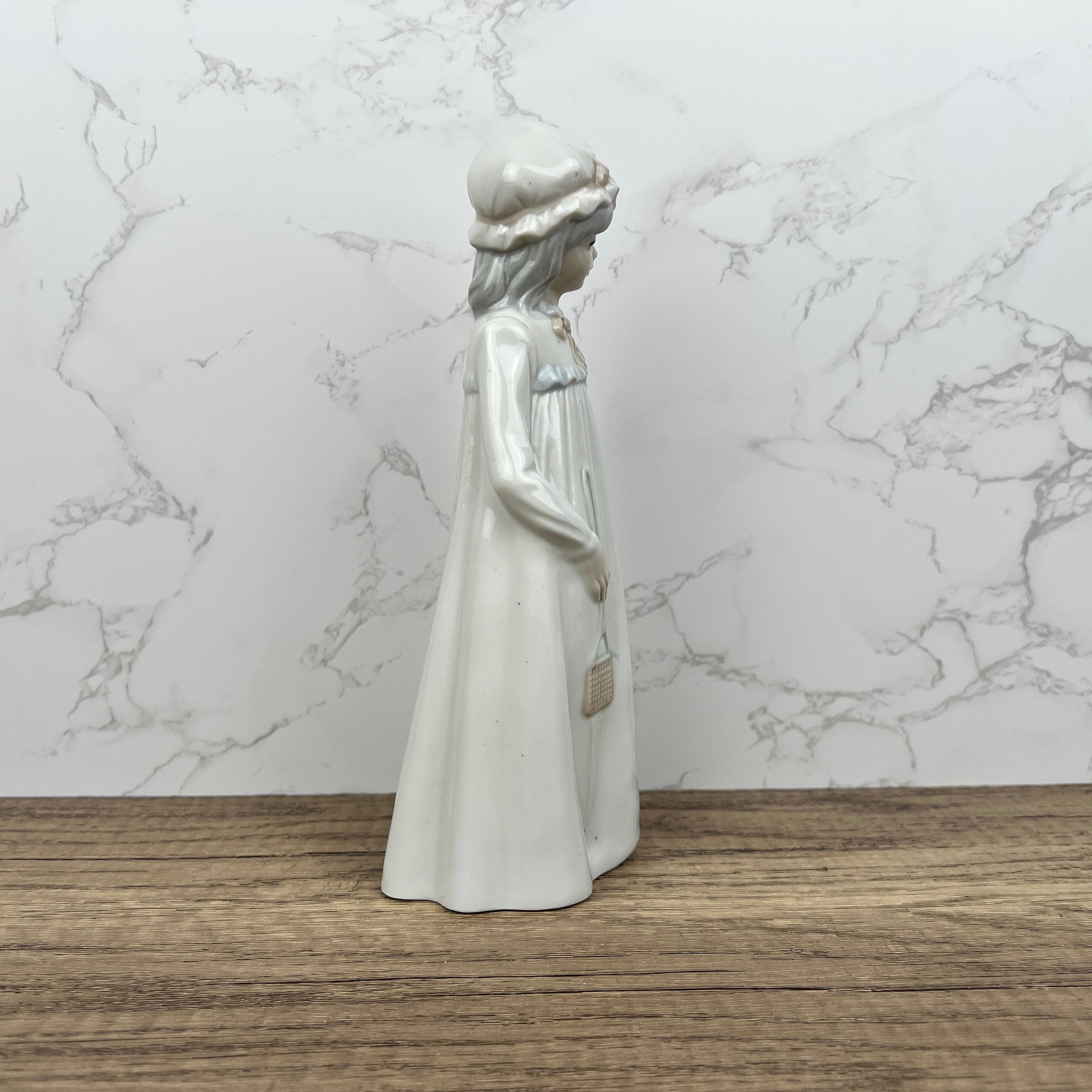 Vintage Sango Porcelain Girl Figurine, Hand-Painted Ceramic, Made in Spain