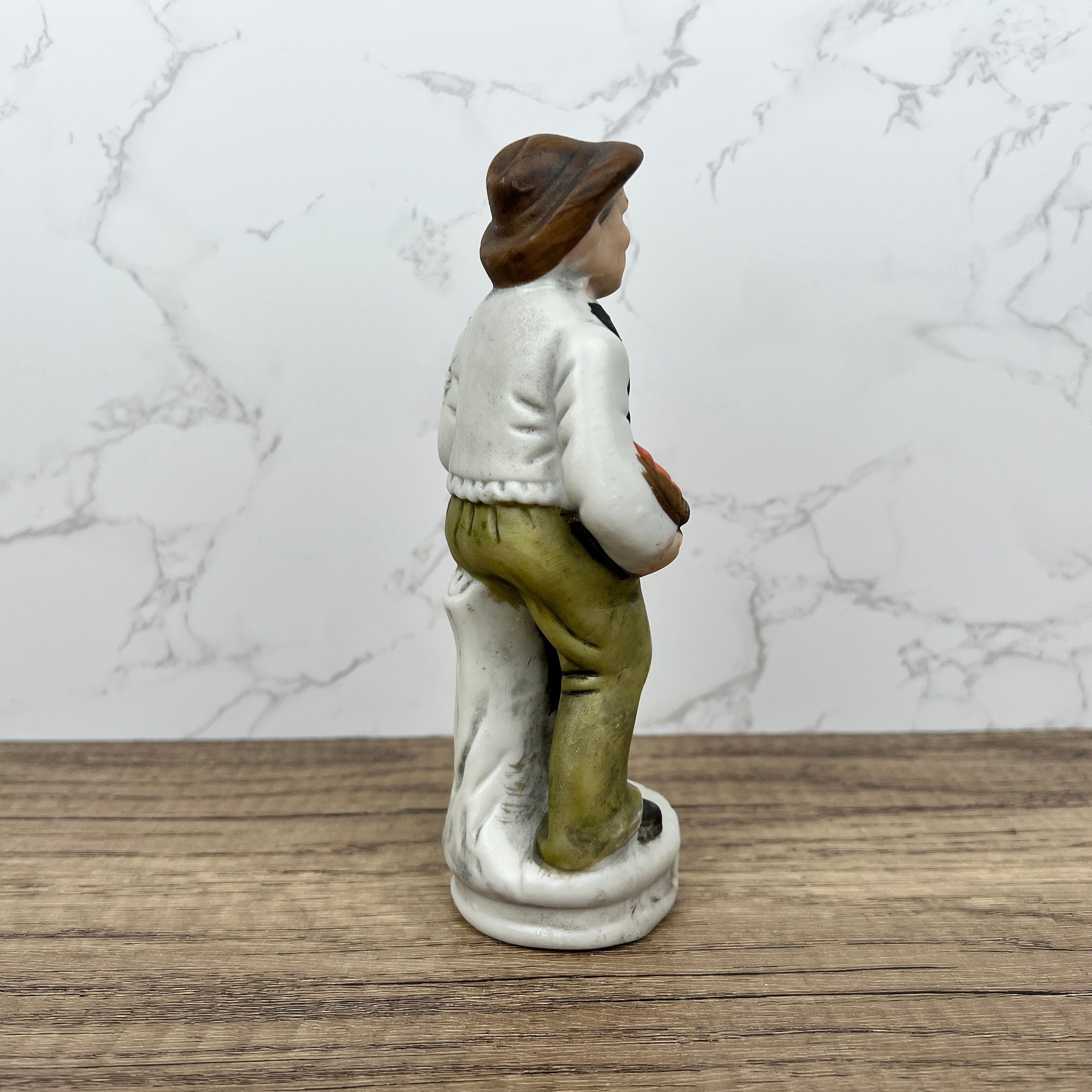 Vintage Capi Di Monti Style Porcelain Peasant Figurine, Handmade Ceramic Man