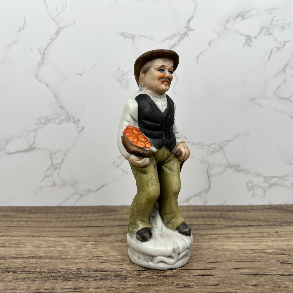 Vintage Capi Di Monti Style Porcelain Peasant Figurine, Handmade Ceramic Man