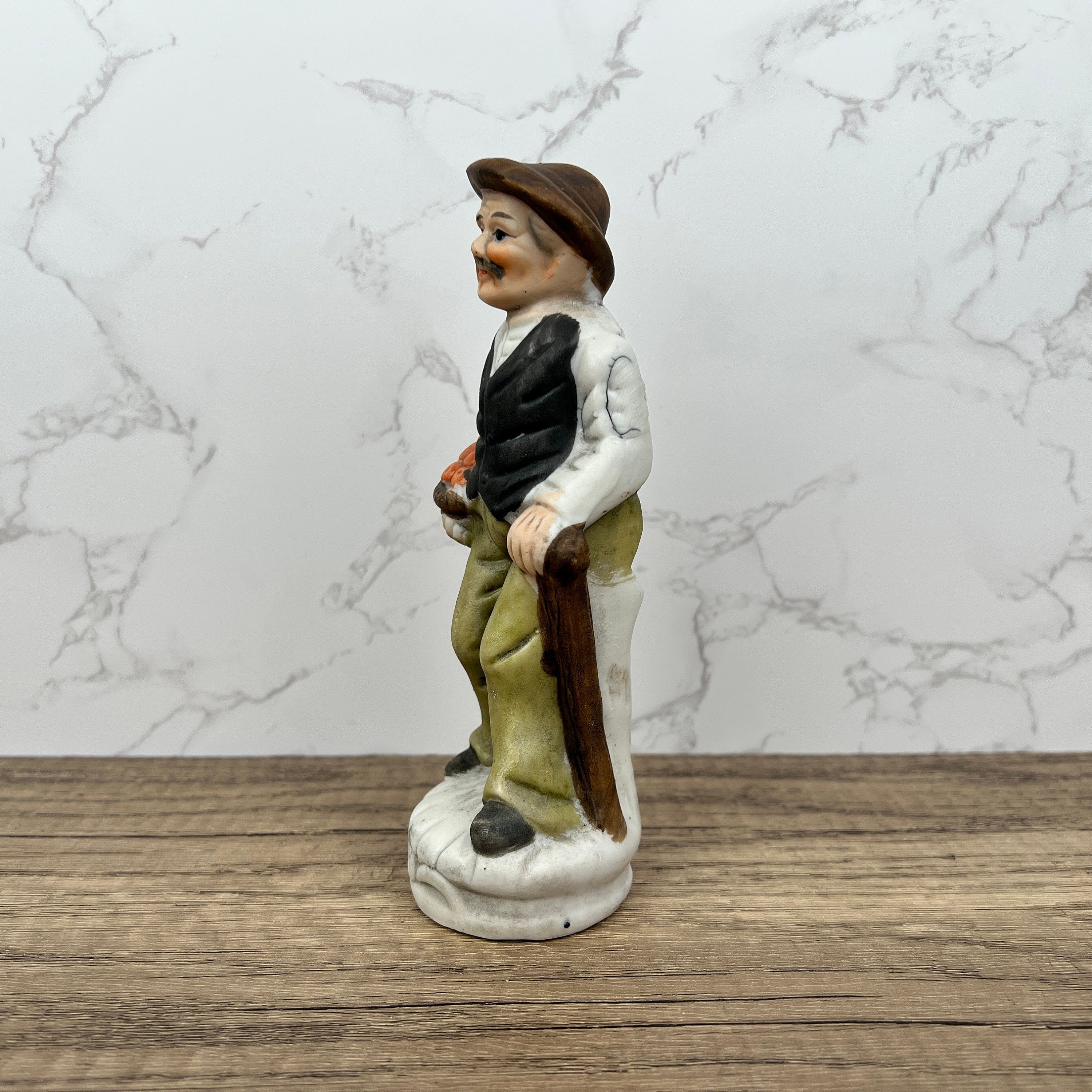 Vintage Capi Di Monti Style Porcelain Peasant Figurine, Handmade Ceramic Man