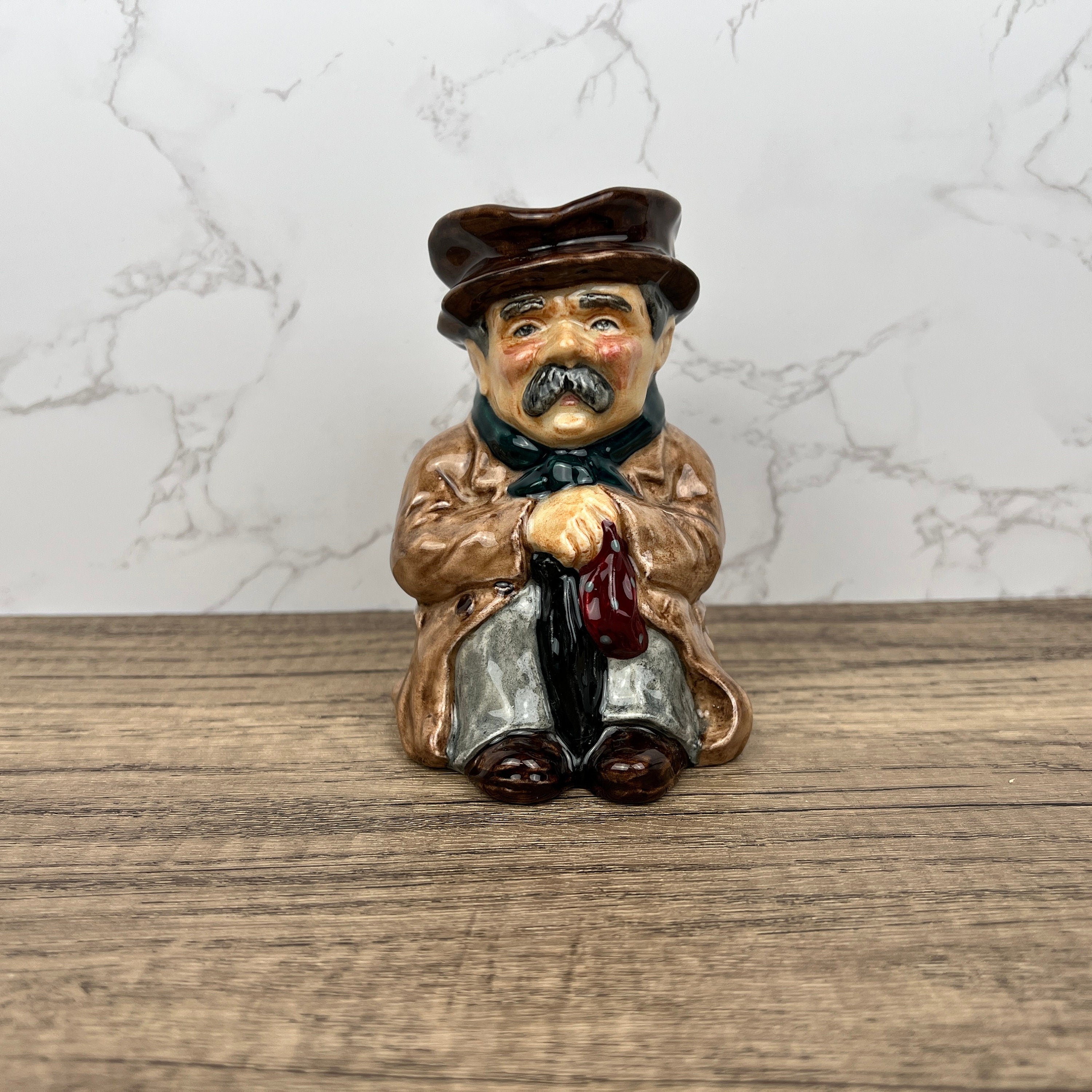 Vintage Roy Kirkham Toby Jug, Hand Painted Staffordshire Porcelain "Poorman"