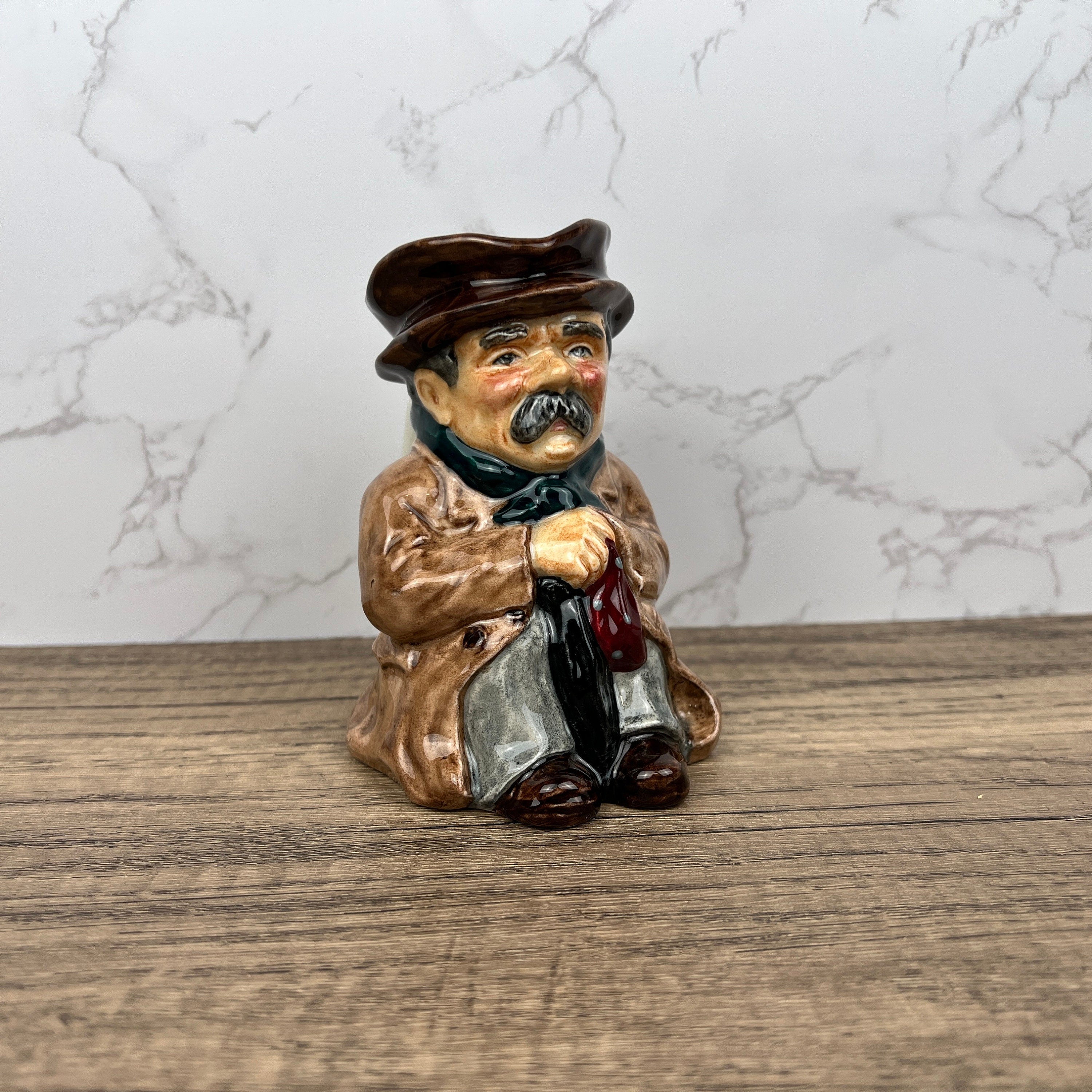 Vintage Roy Kirkham Toby Jug, Hand Painted Staffordshire Porcelain "Poorman"