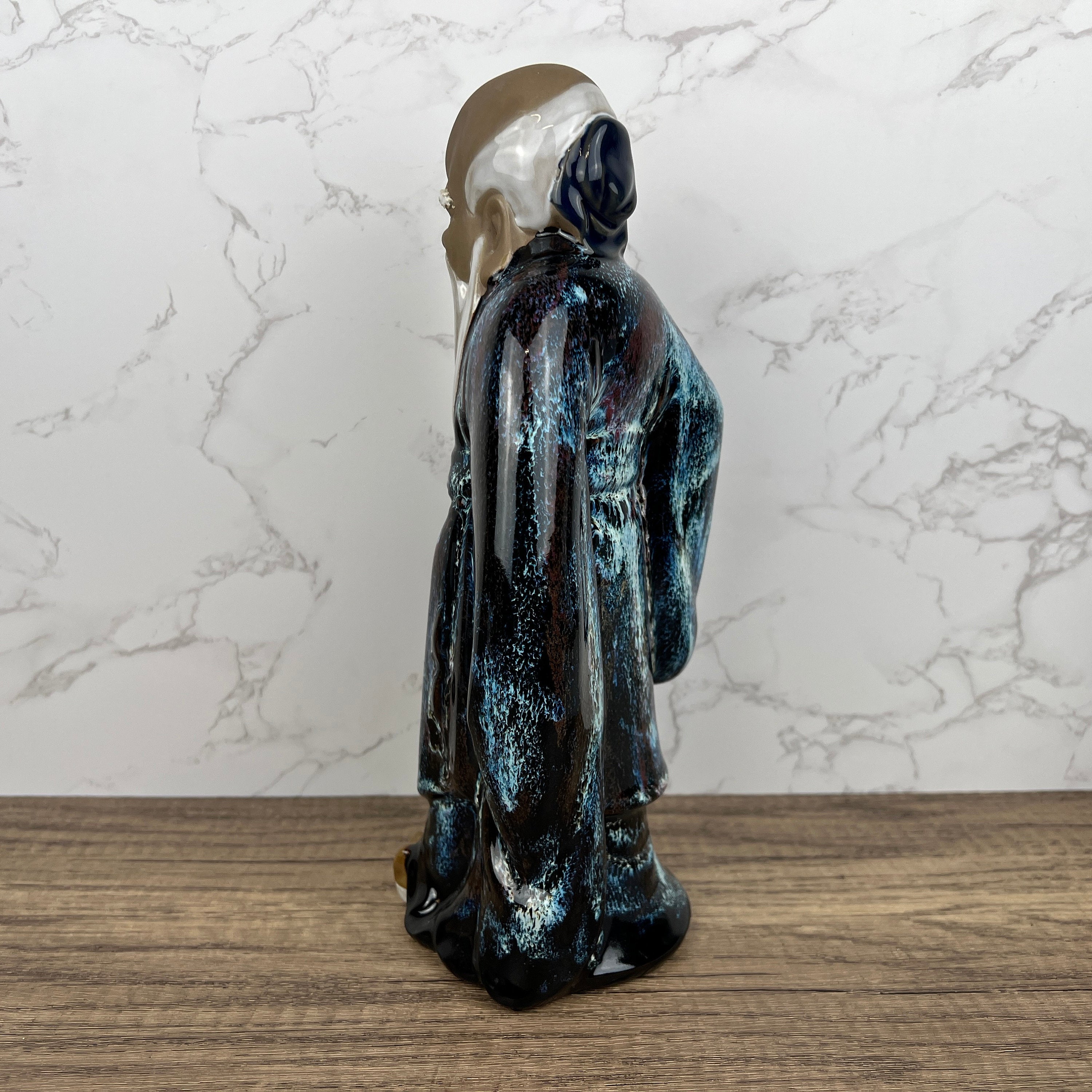 Vintage Shiwan Mudmen, Longevity God Ceramic Figure, Chinese Folklore (Missing Staff)
